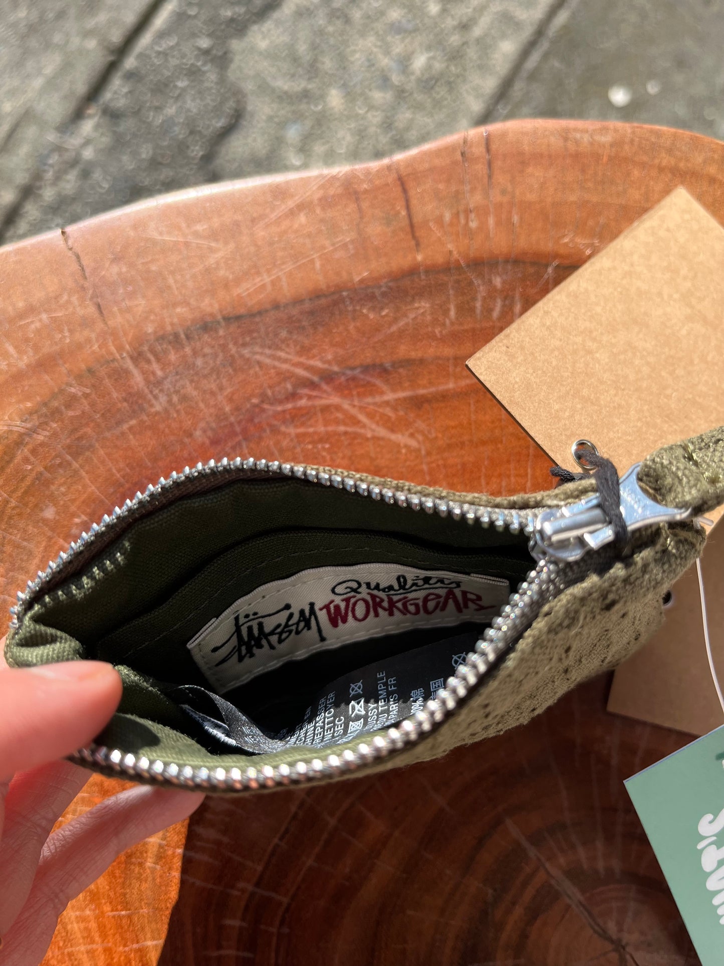 Stussy Cotton Canvas Coin Pouch - Olive