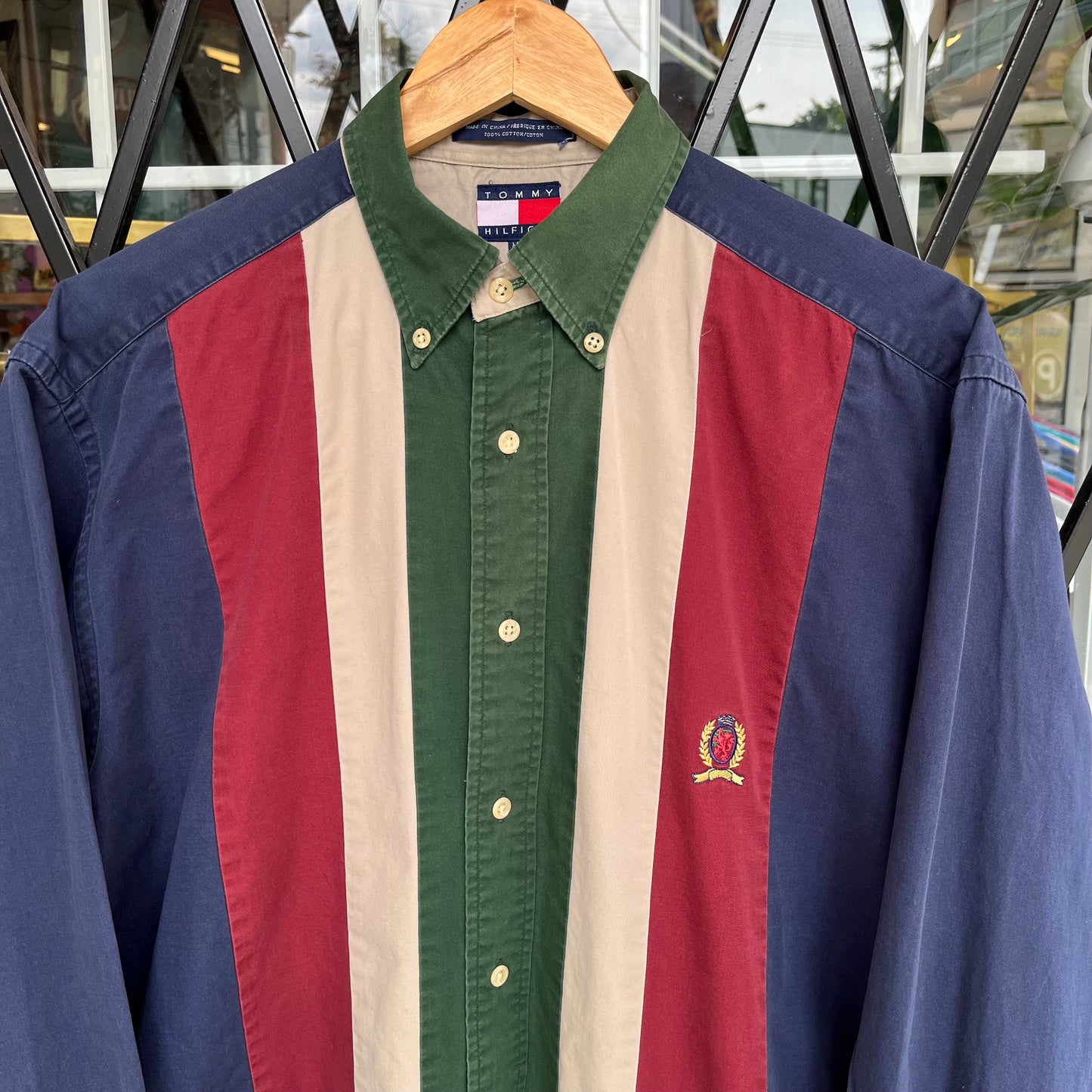 Vintage Tommy Oversized Button Up Shirt - Size M