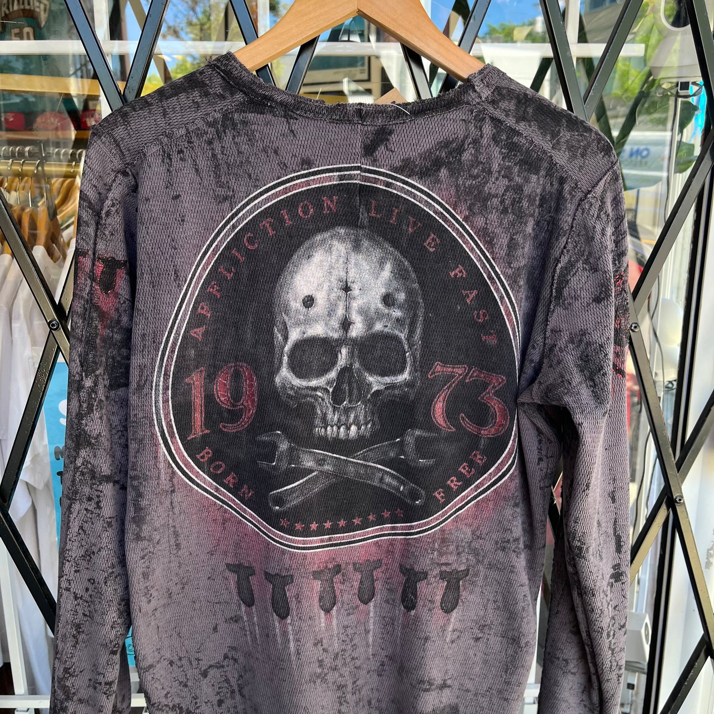 Y2K Affliction Skull Reversible Long Sleeve - Size L