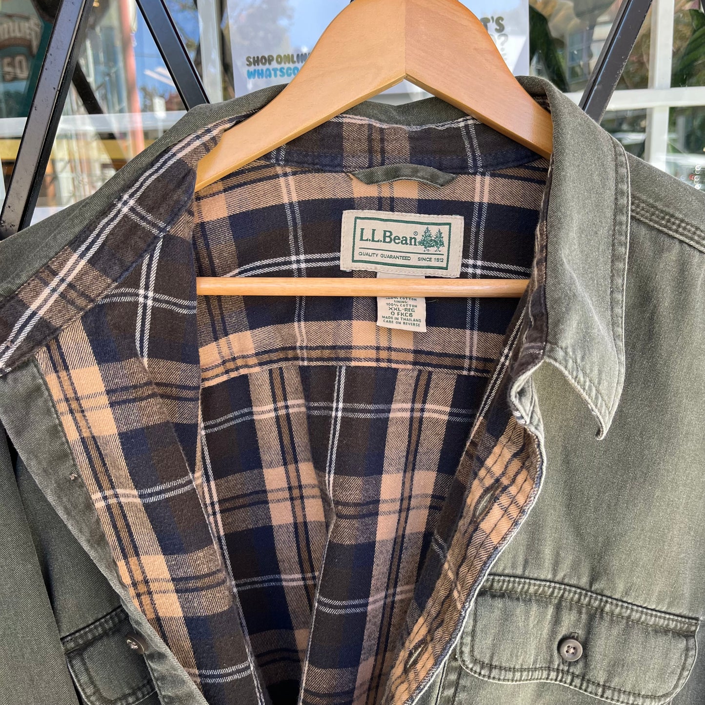 Vintage LL Bean Plaid Lined Over Shirt - Size XXL