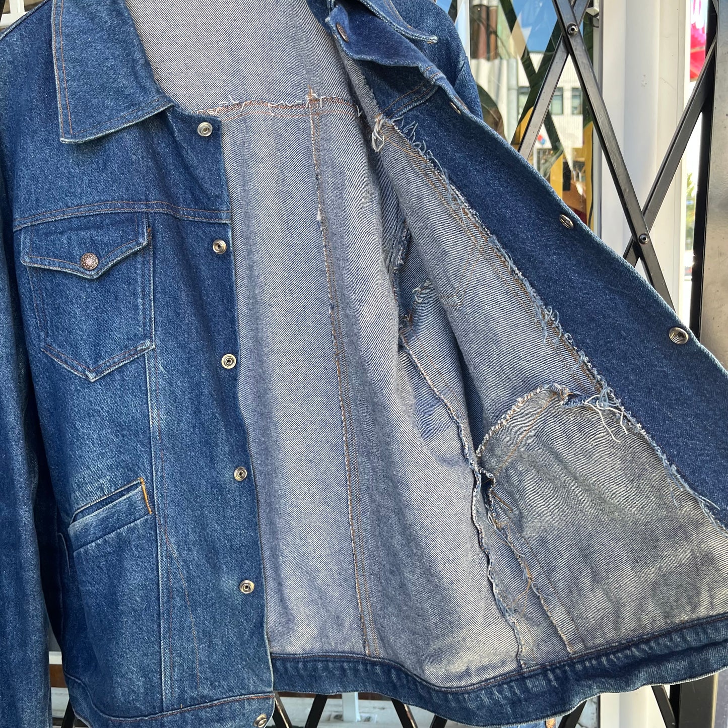Vintage Denim Snap Jacket - Size XL