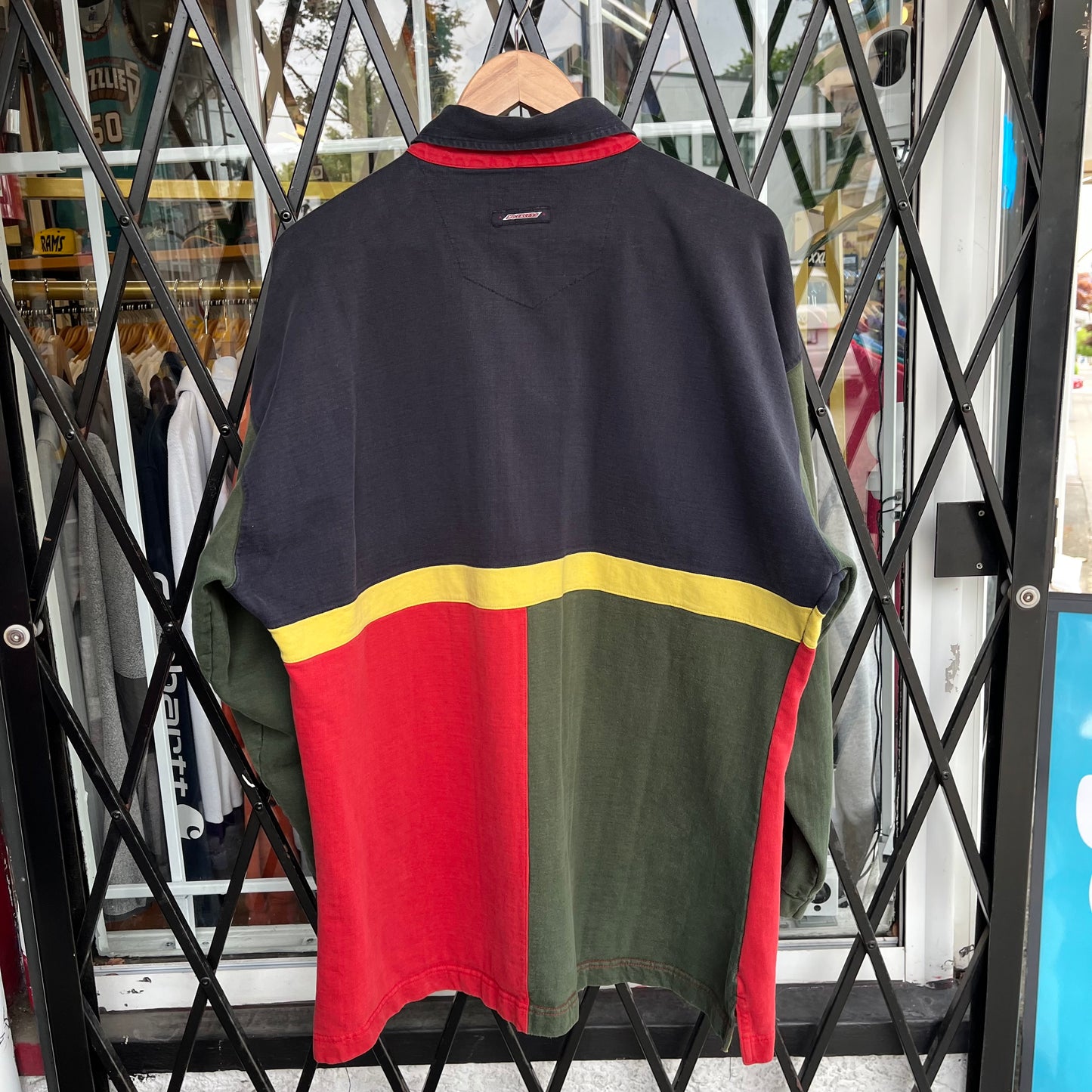 Vintage No Excess Colour Block Rugby Long Sleeve - Size L