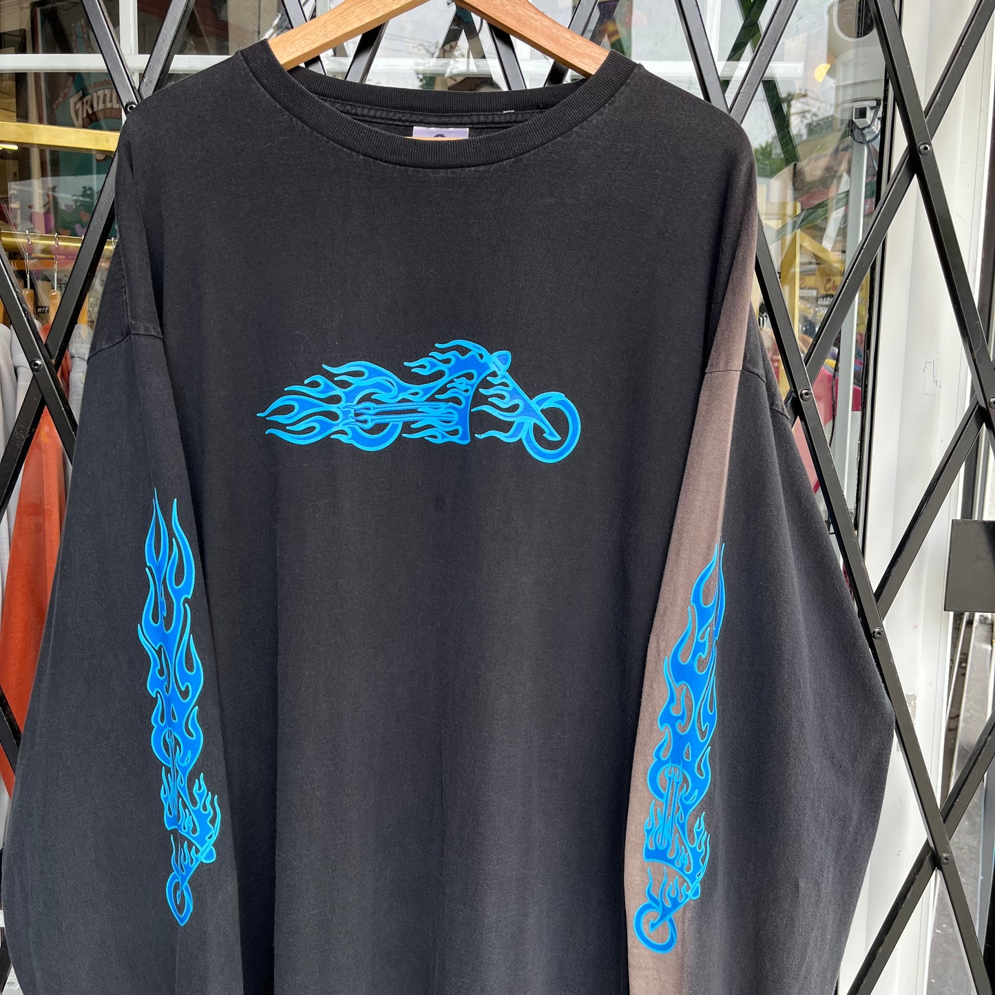 Vintage Motorcycle Flames Long Sleeve - Size 3XL