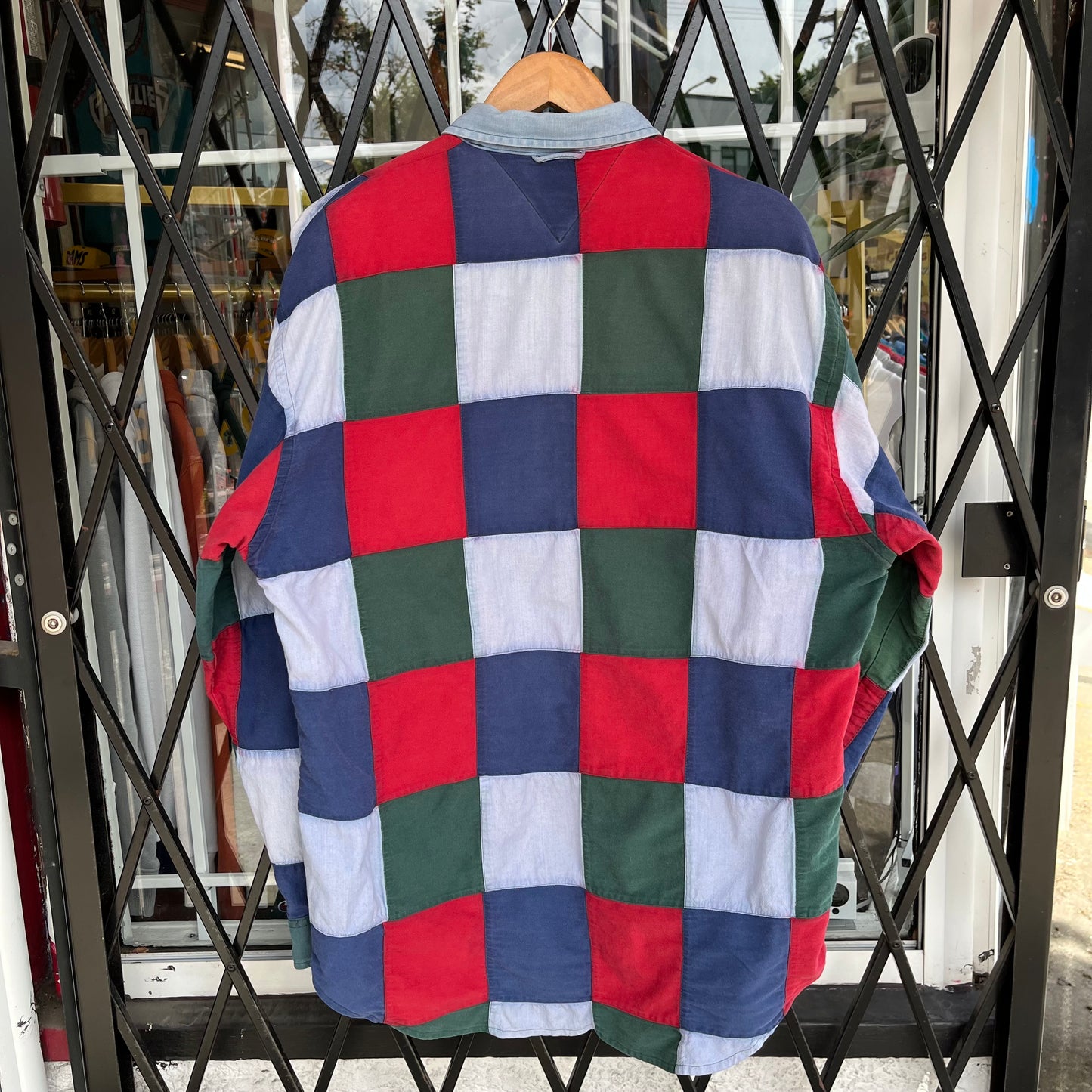 Vintage Tommy Patch Work Quilted Long Sleeve Shirt - Size L