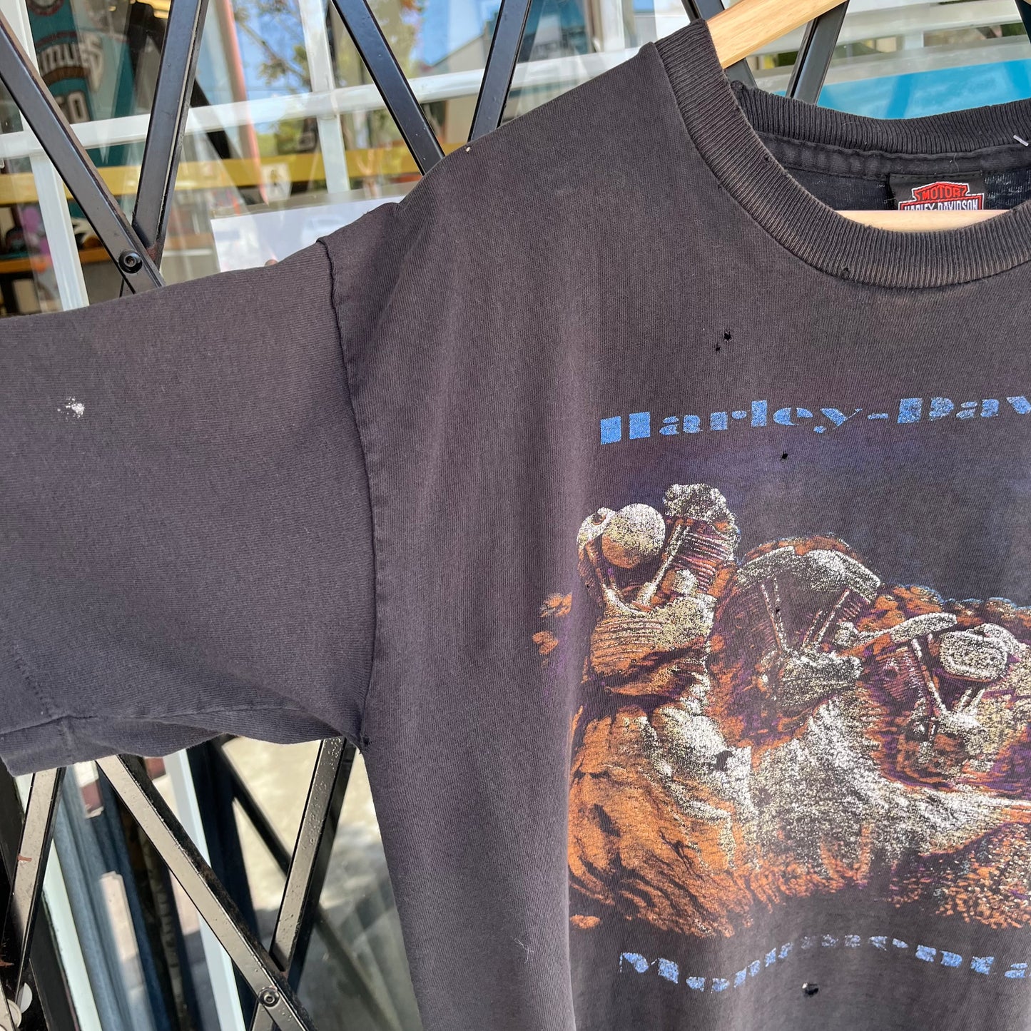 Vintage Distressed Harley Davidson Greece Tee - Size L