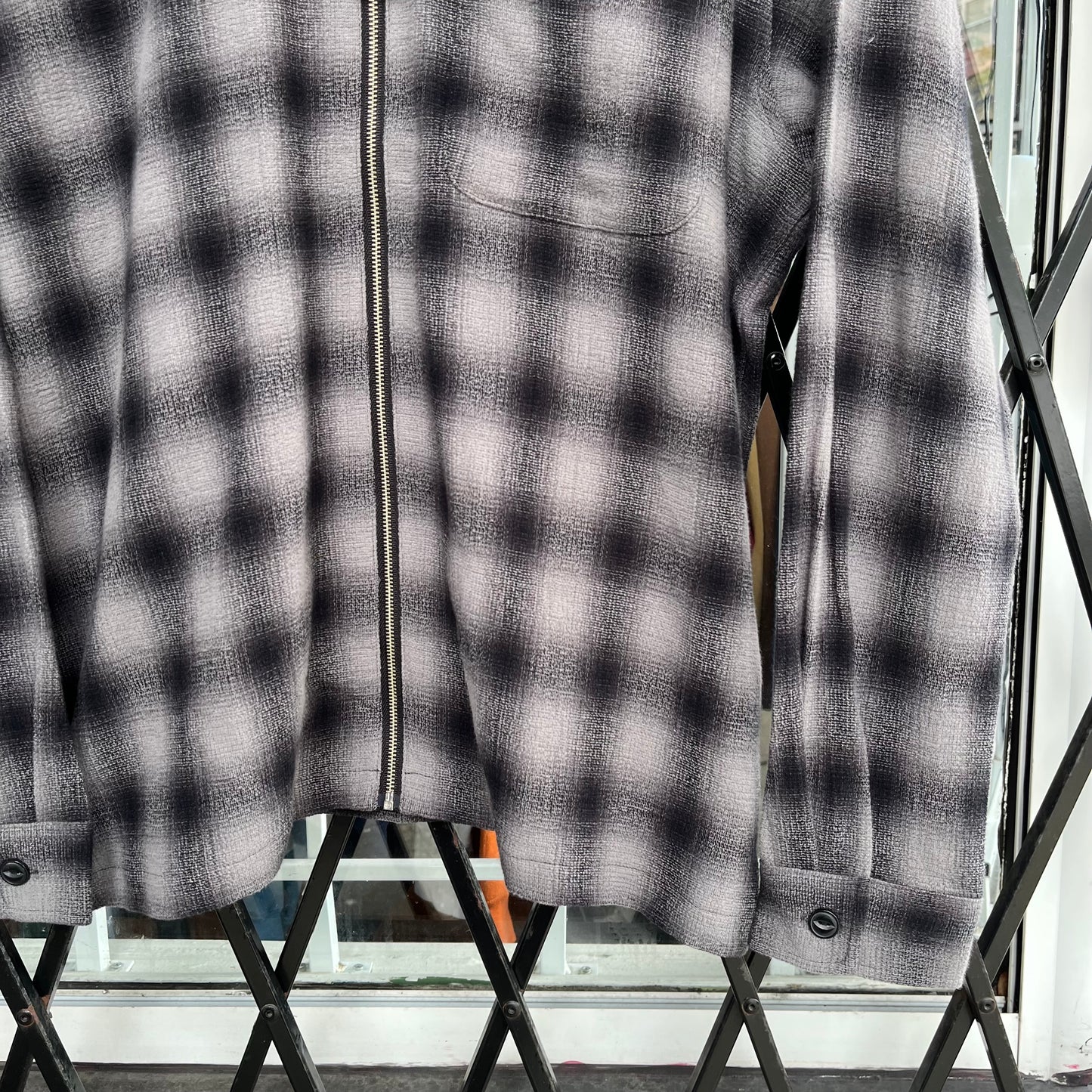 Stussy Zip Shirt Twisted Yarn Plaid - Size S