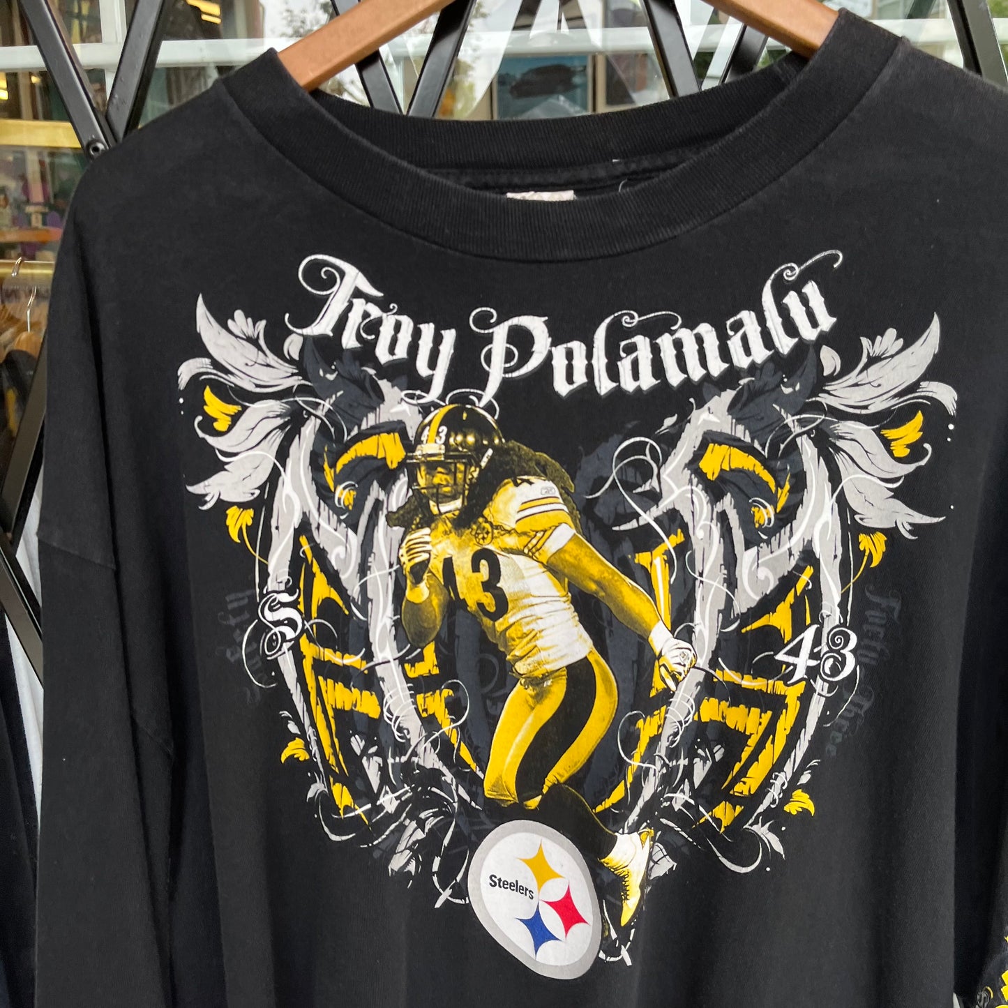 Pittsburgh Steelers Troy Polamalu Long Sleeve Tee - Size XXL