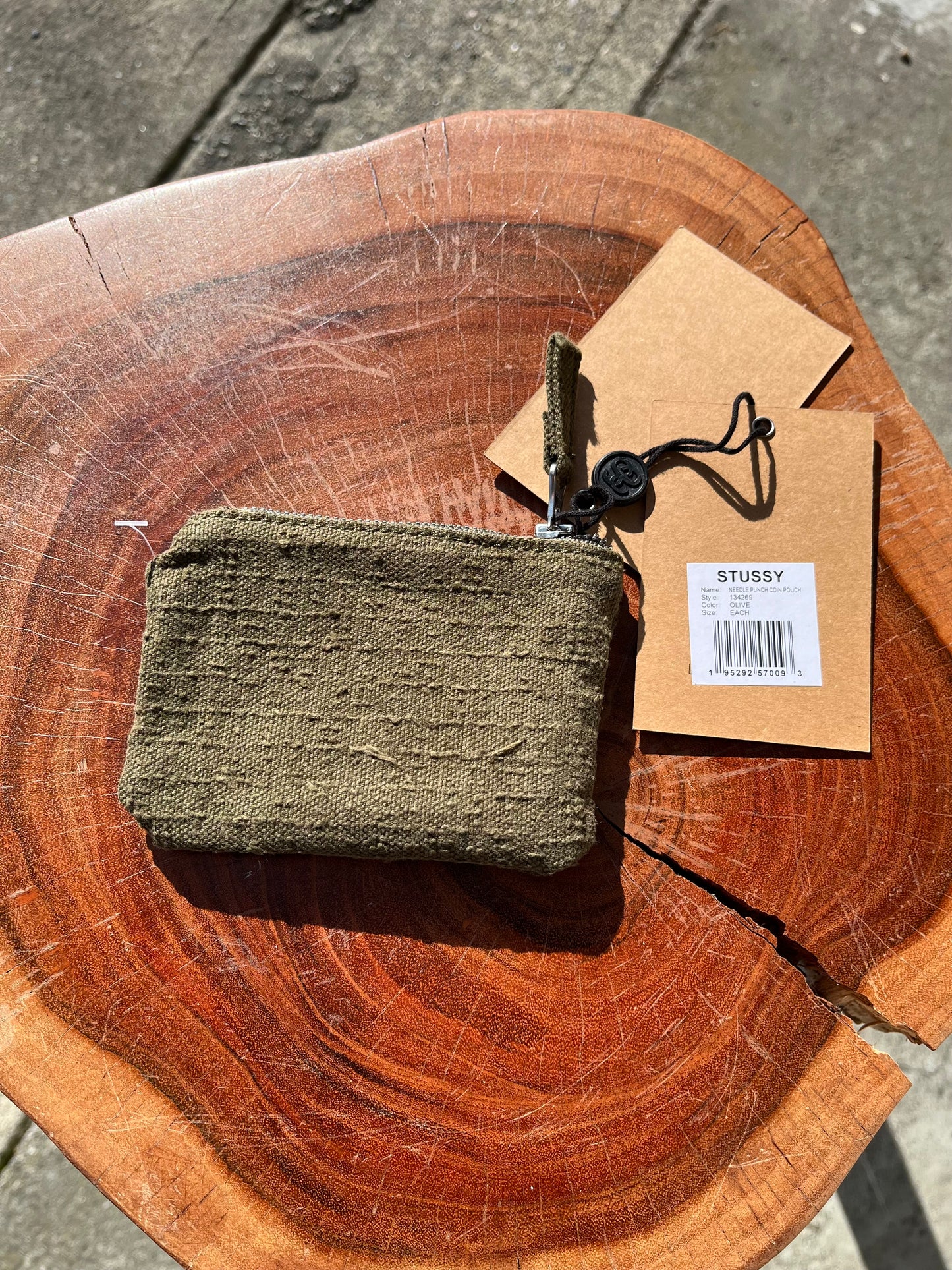 Stussy Cotton Canvas Coin Pouch - Olive