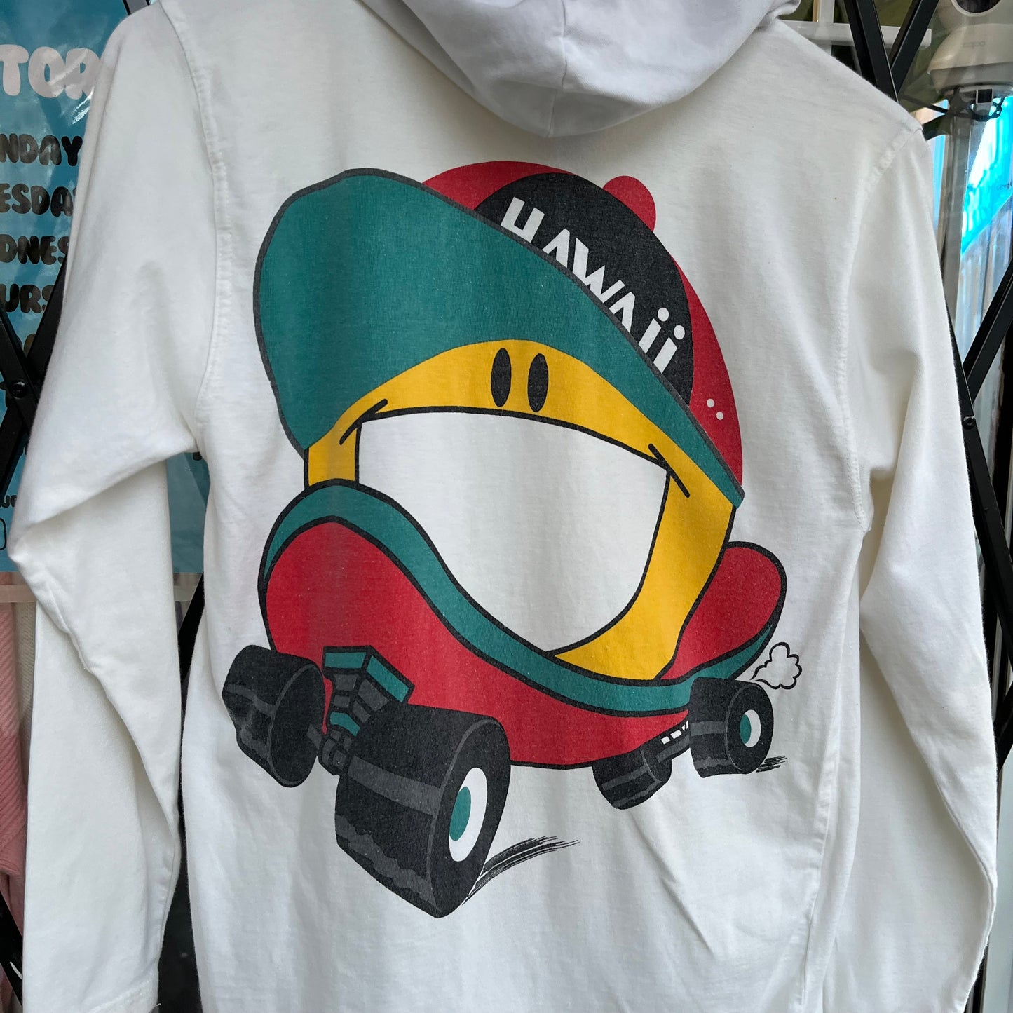 Vintage Big Face Smiley Hooded Long Sleeve - Size S