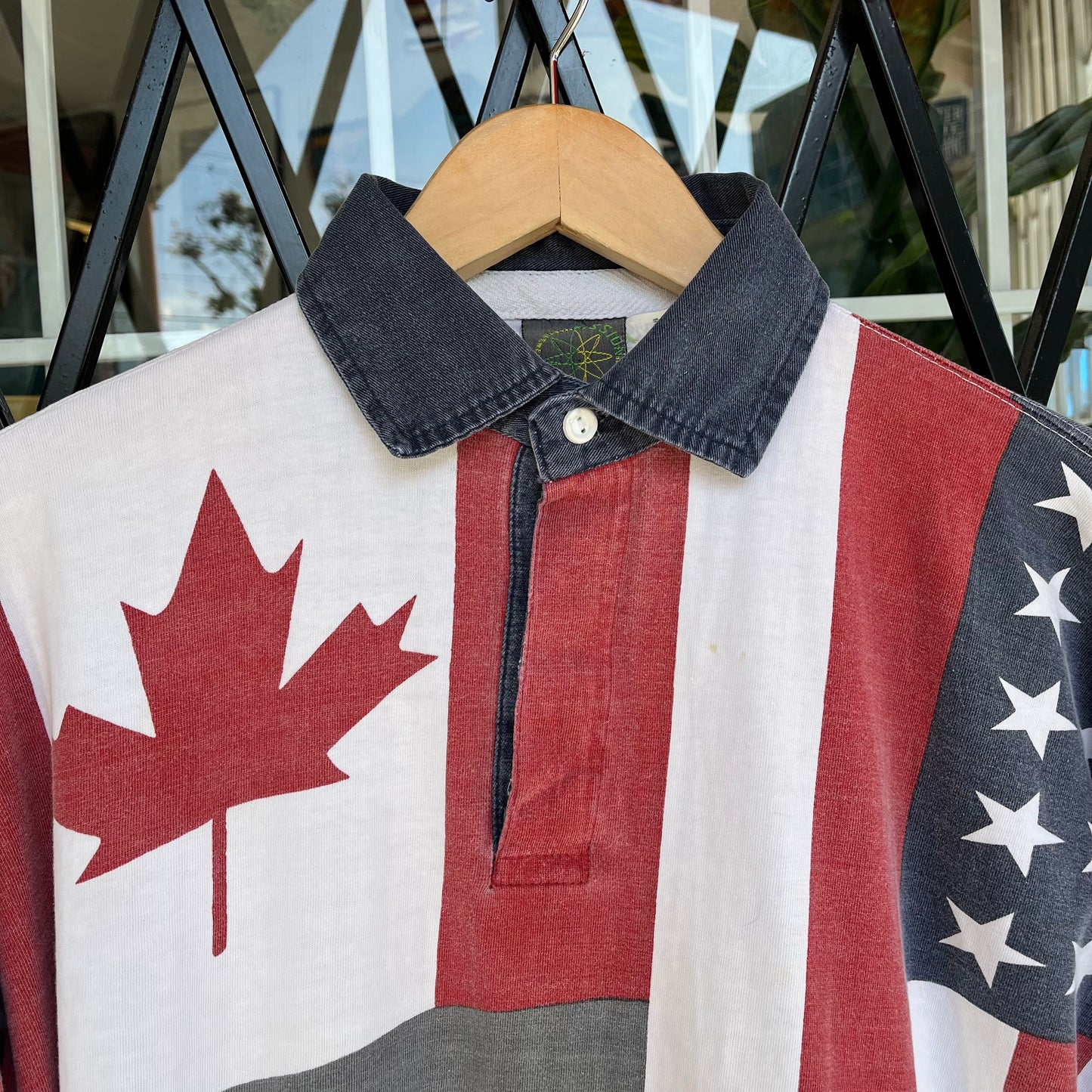 Vintage 90s Flags Rugby Shirt - Size S