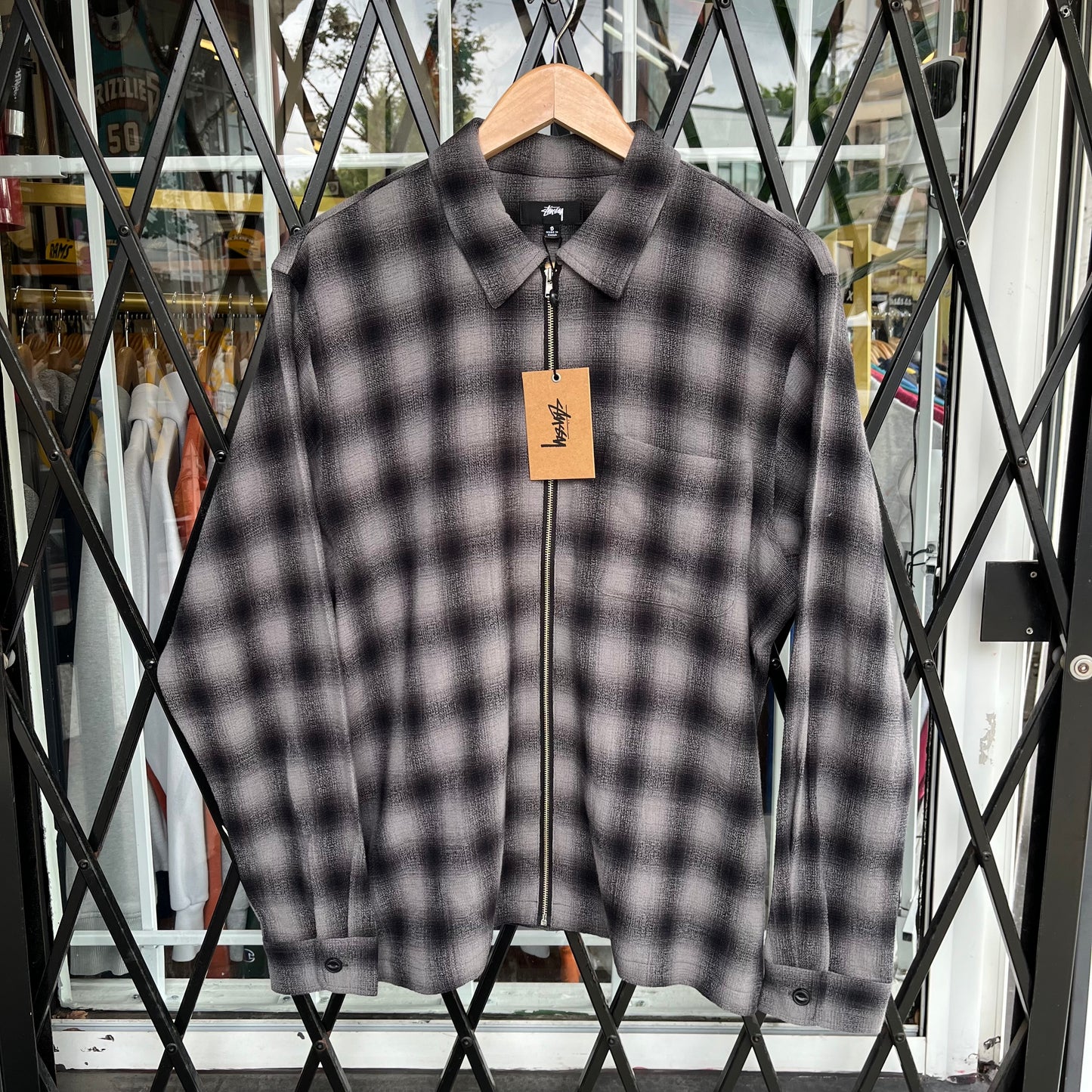 Stussy Zip Shirt Twisted Yarn Plaid - Size S