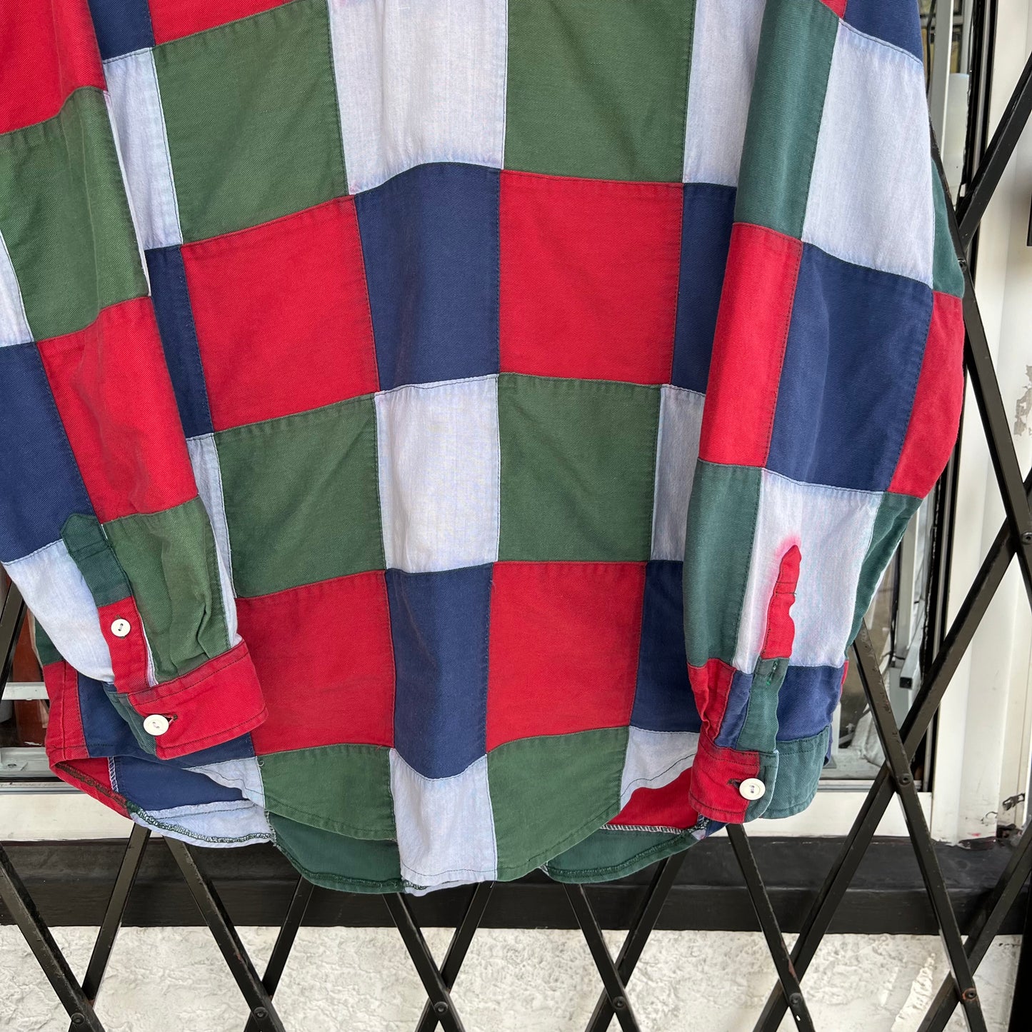 Vintage Tommy Patch Work Quilted Long Sleeve Shirt - Size L