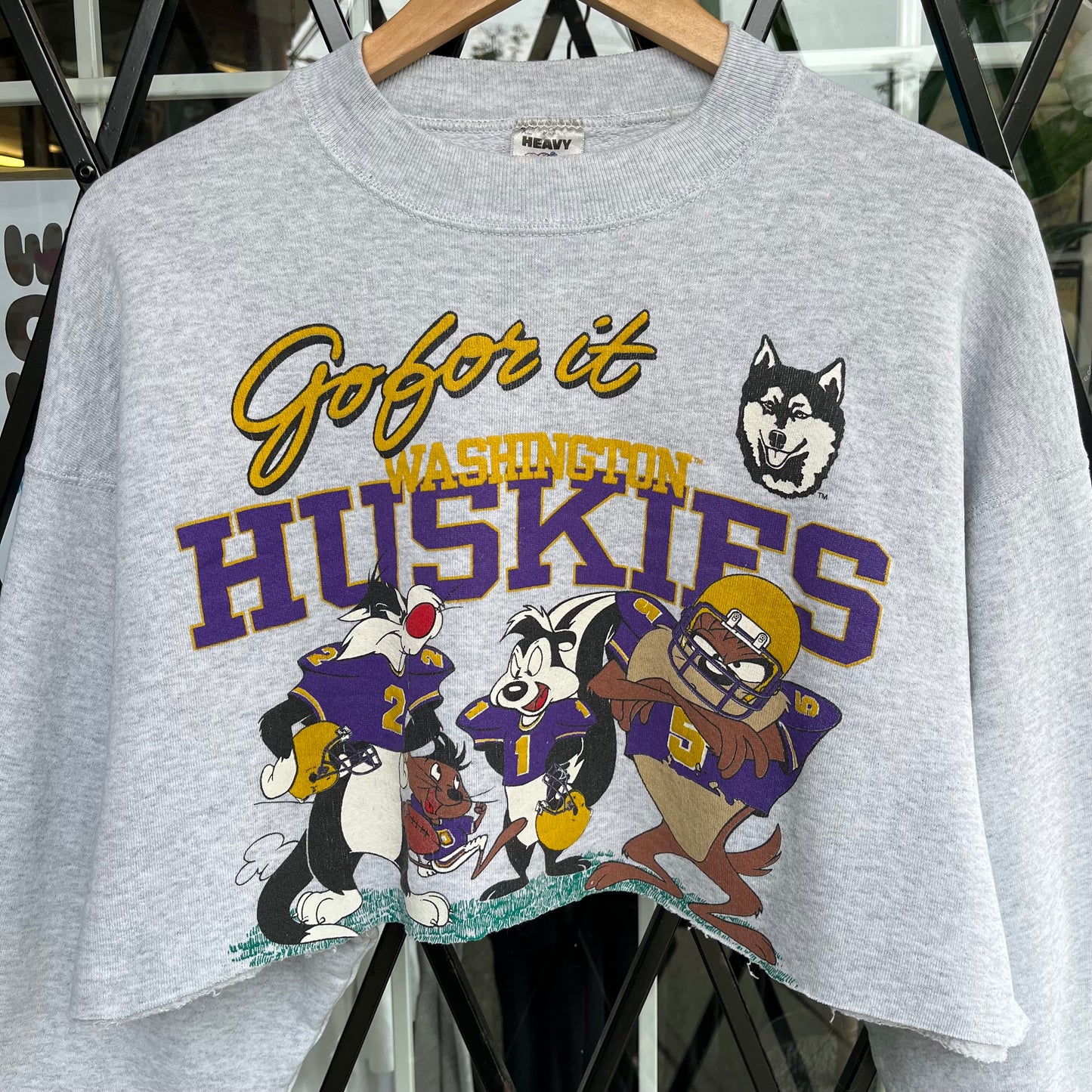 Vintage Washington Huskies x Looney Tunes Cropped Crewneck - Size XL