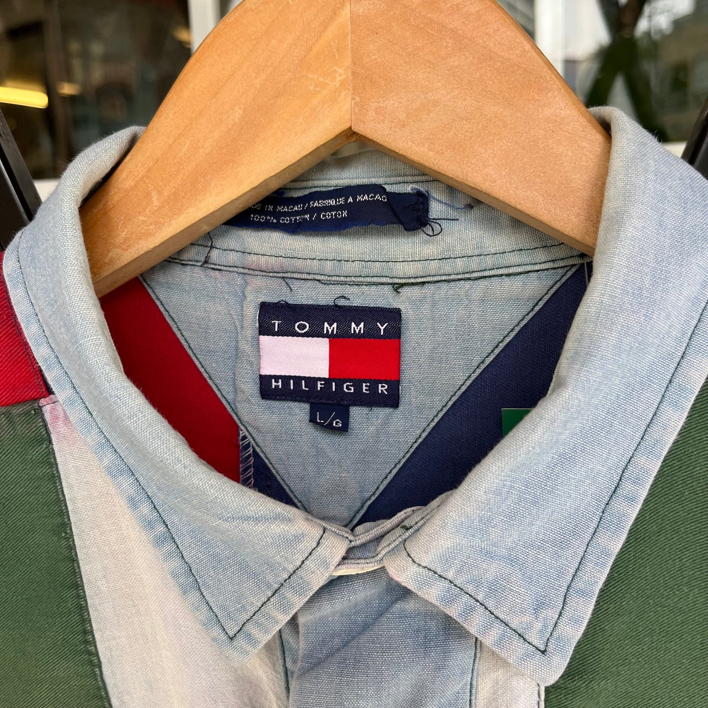 Vintage Tommy Patch Work Quilted Long Sleeve Shirt - Size L