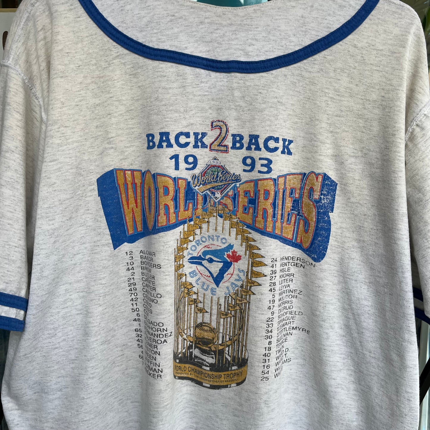 1993 Toronto Blue Jays Back to Back World Series Jersey - Size XL