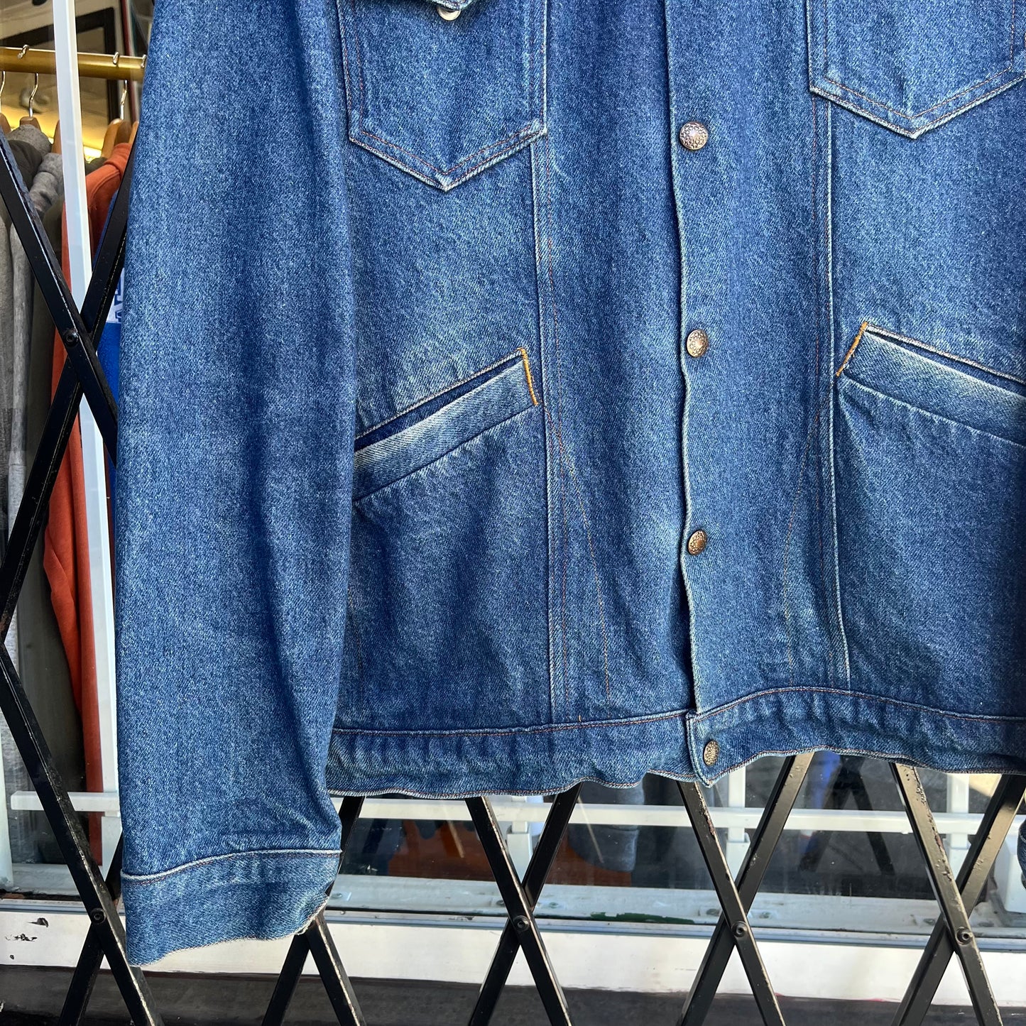 Vintage Denim Snap Jacket - Size XL
