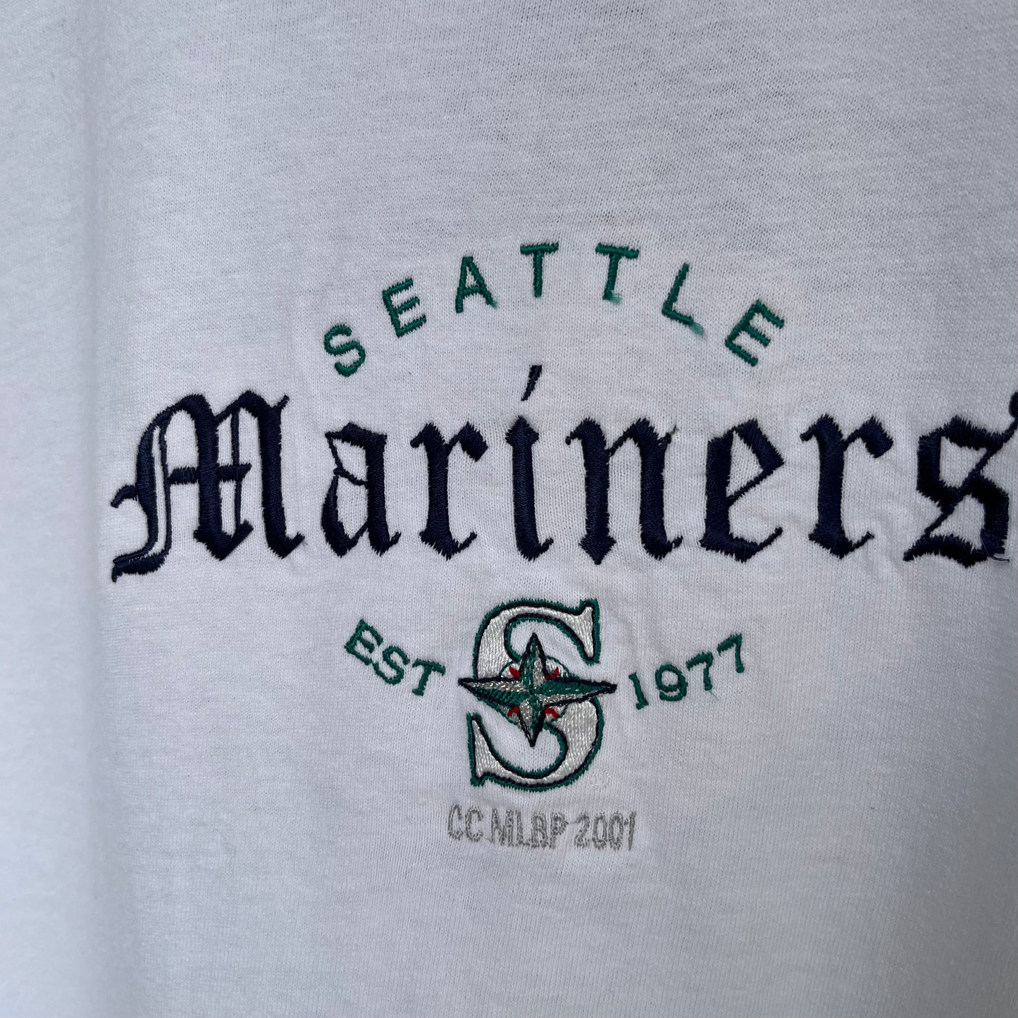2001 Seattle Mariners Embroidered Tee - Size XL