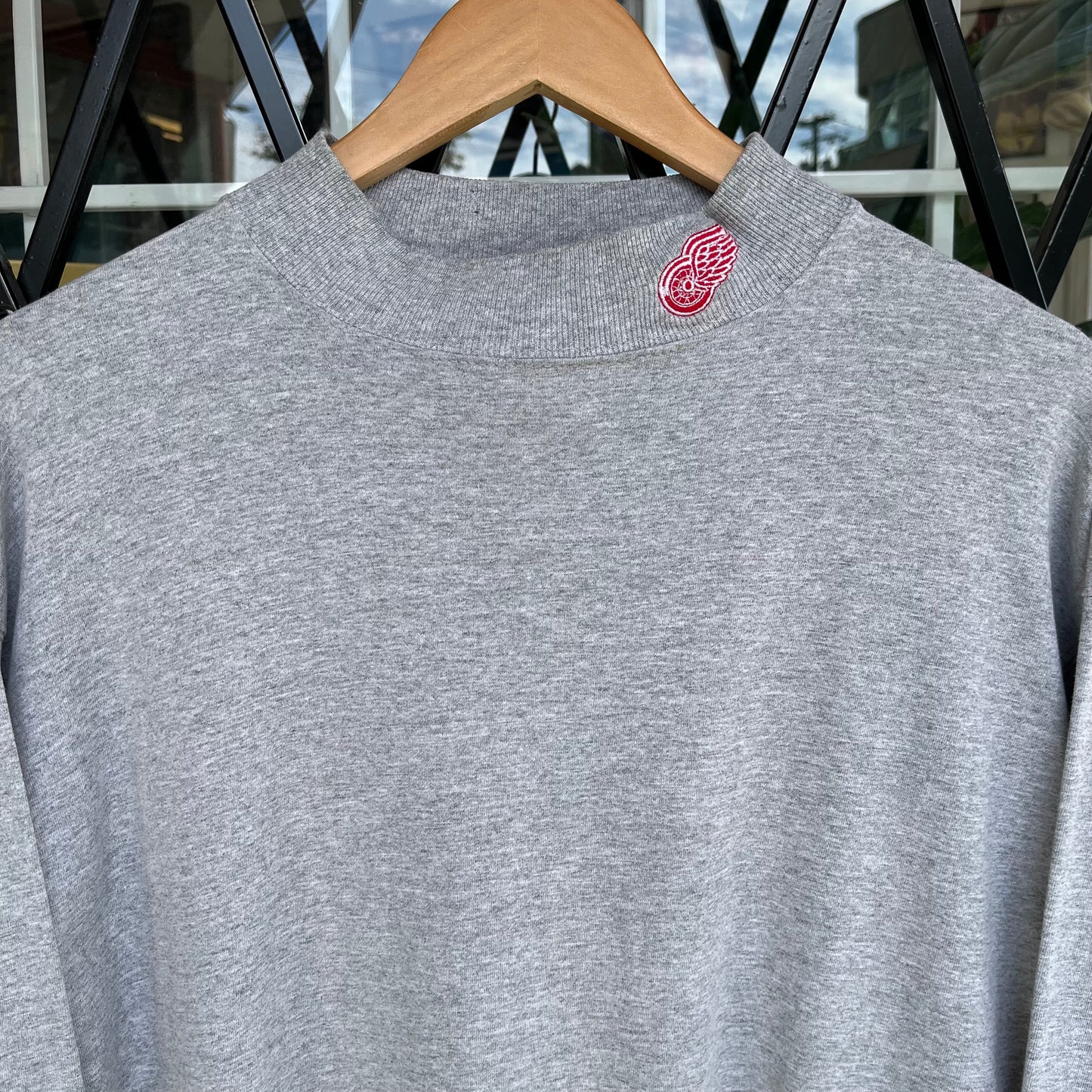 Vintage 90s Detroit Red Wings Mock Neck Long Sleeve Shirt - Size XL