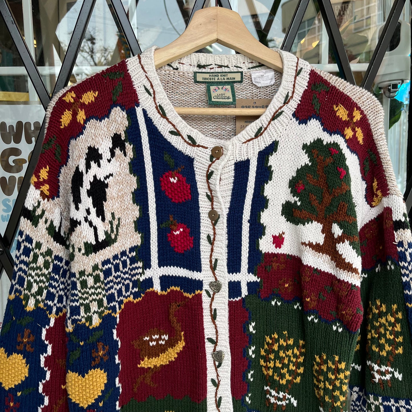 Vintage Lady Footlocker Hand Knitted Cardigan - Size Womens S