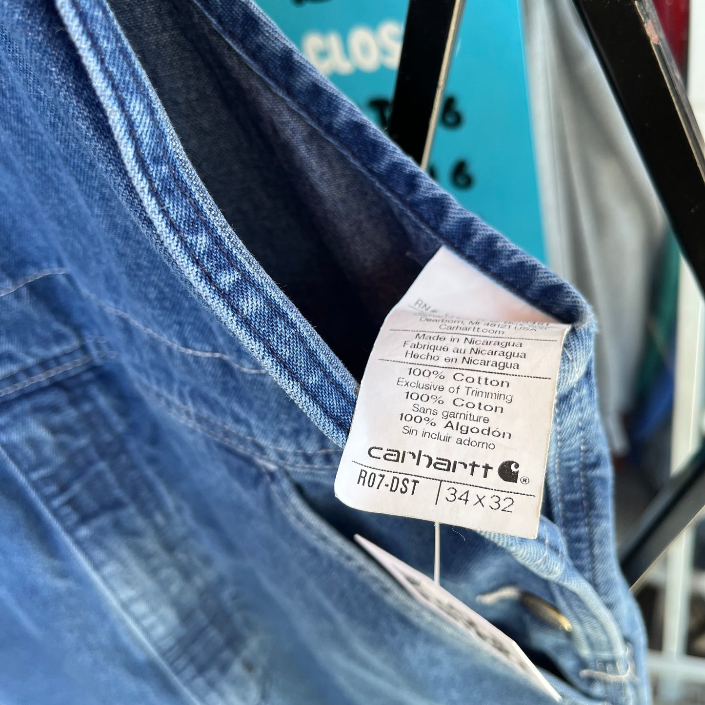 Carhartt Blue Overalls - Size 34W