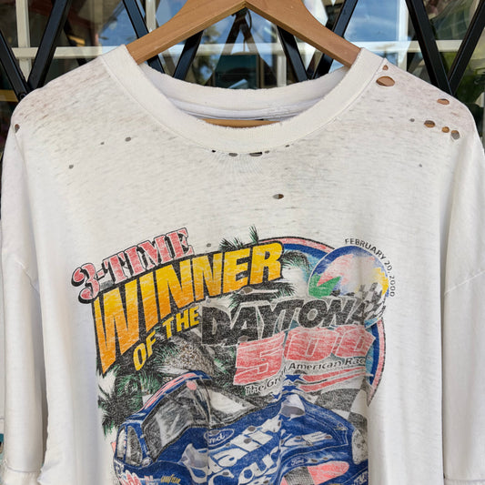 Vintage Distressed NASCAR Racing Cropped Tee - Size XL