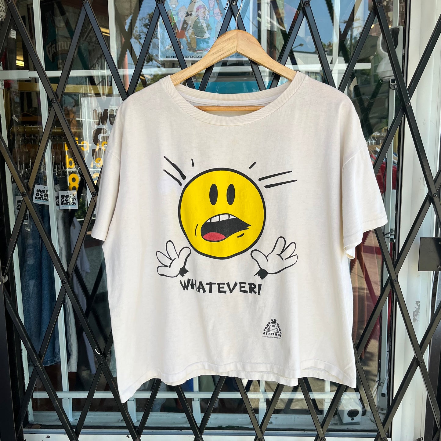 Vintage Smiley Face Whatever Tee - Size L