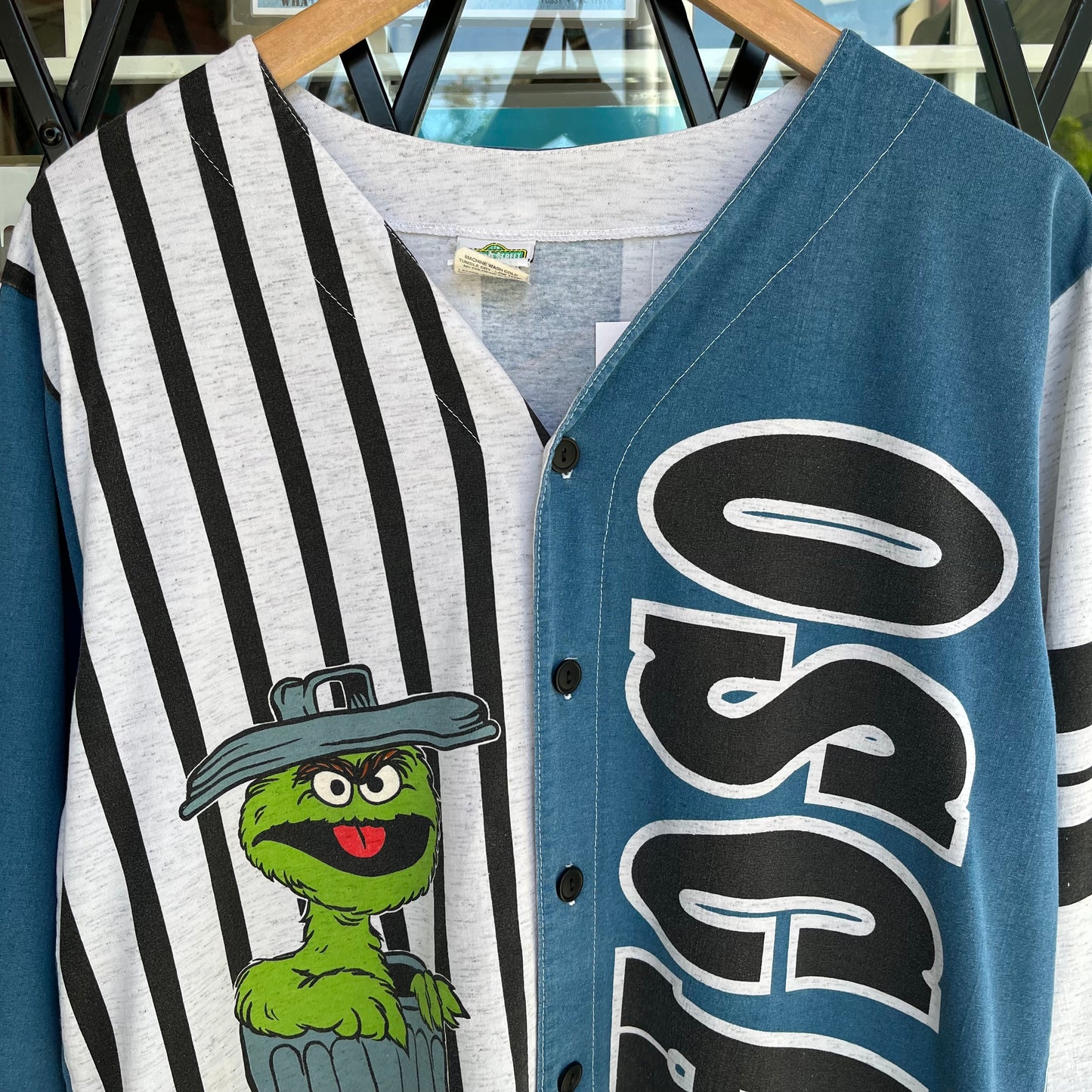 Vintage Sesame Street Oscar The Grouch Long Sleeve Jersey - Size S