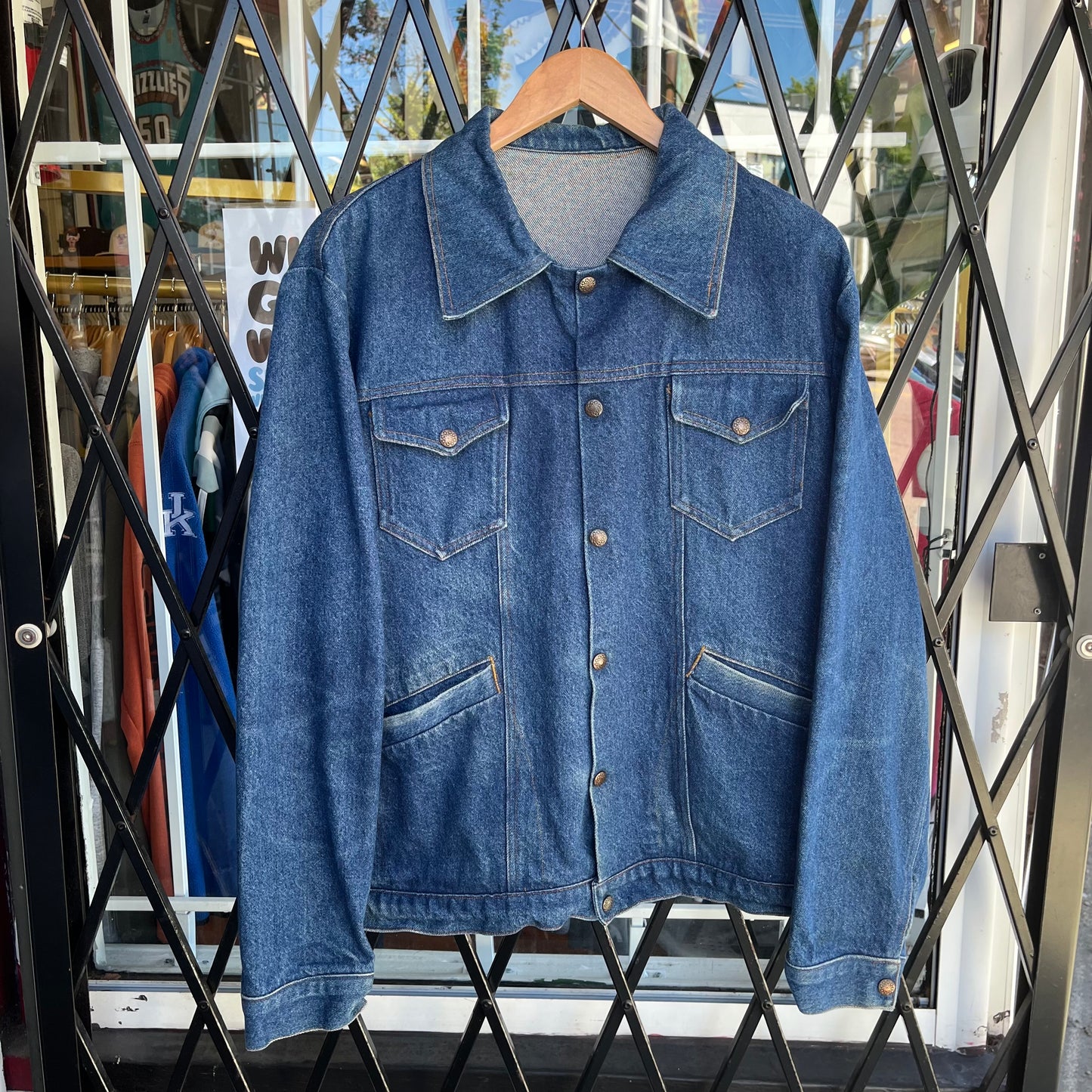 Vintage Denim Snap Jacket - Size XL