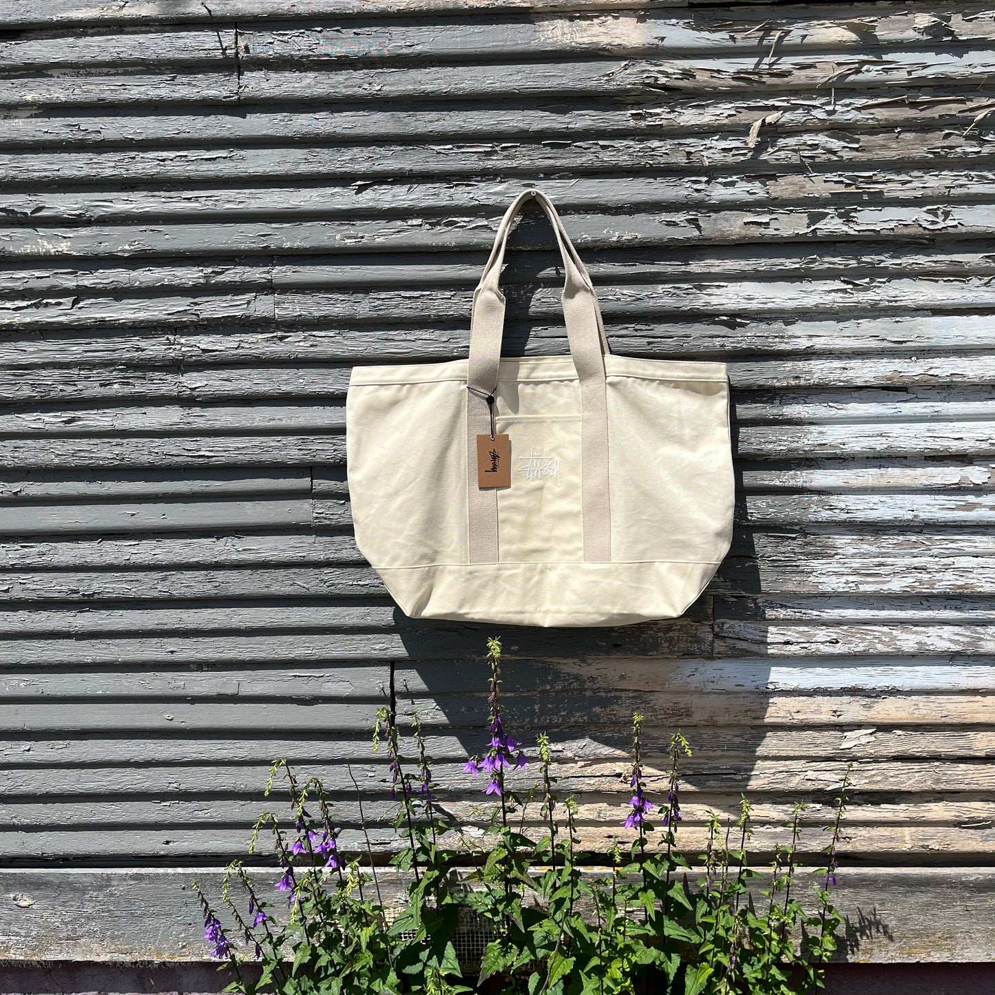 Stussy Oversized Canvas Tote Bag - Cream