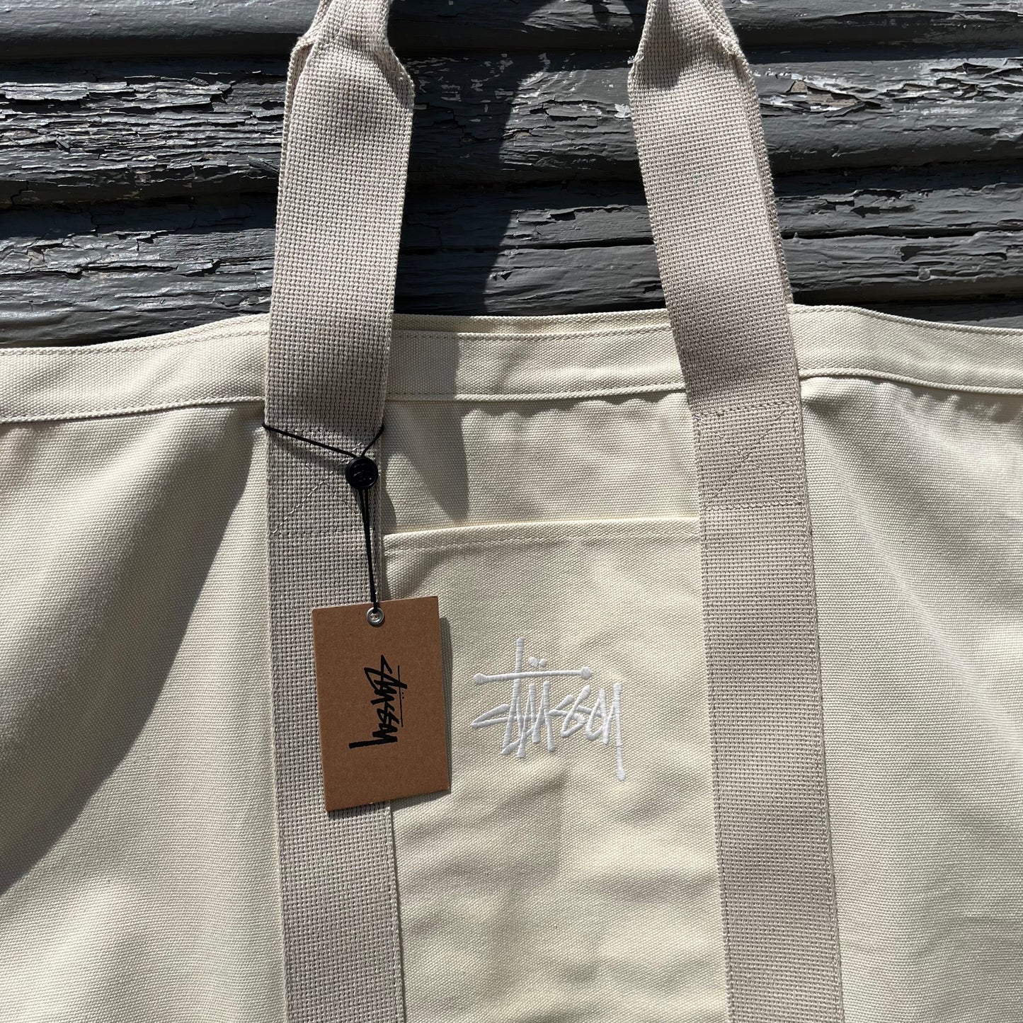 Stussy Oversized Canvas Tote Bag - Cream