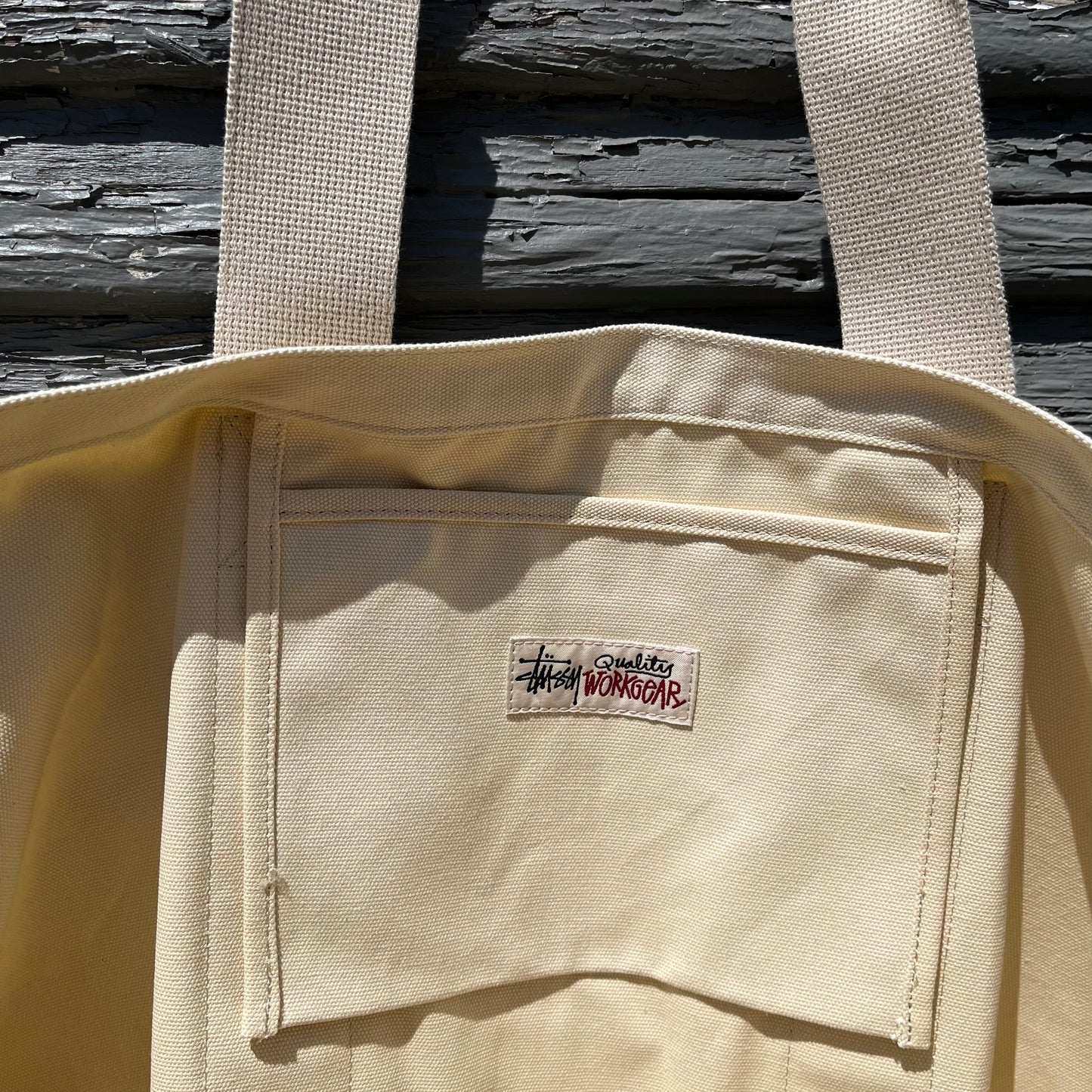 Stussy Oversized Canvas Tote Bag - Cream