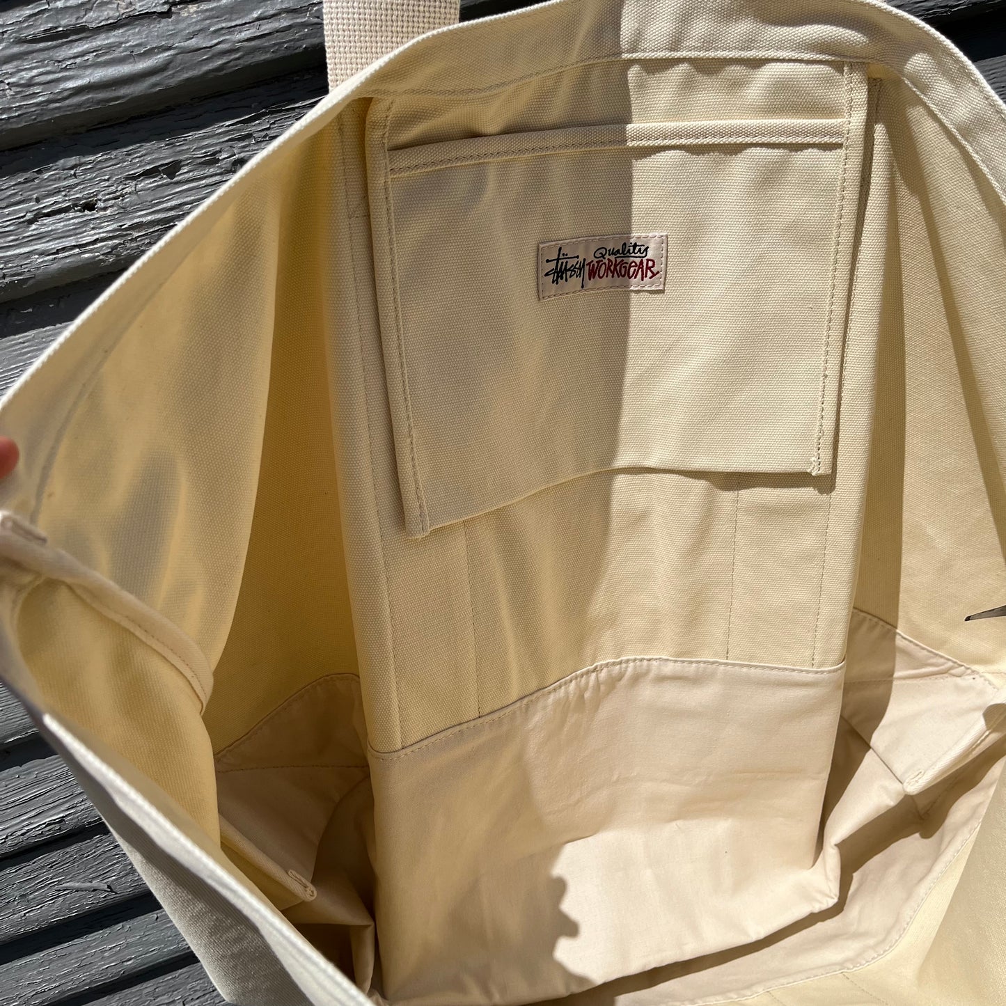 Stussy Oversized Canvas Tote Bag - Cream
