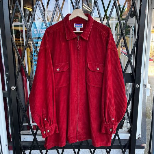 Vintage Corduroy Zip Up Over Shirt - Size XXL