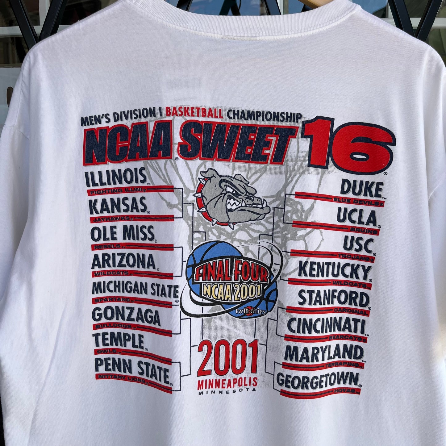 2001 Gonzaga NCAA Sweet 16 Bracket Tee - Size XL