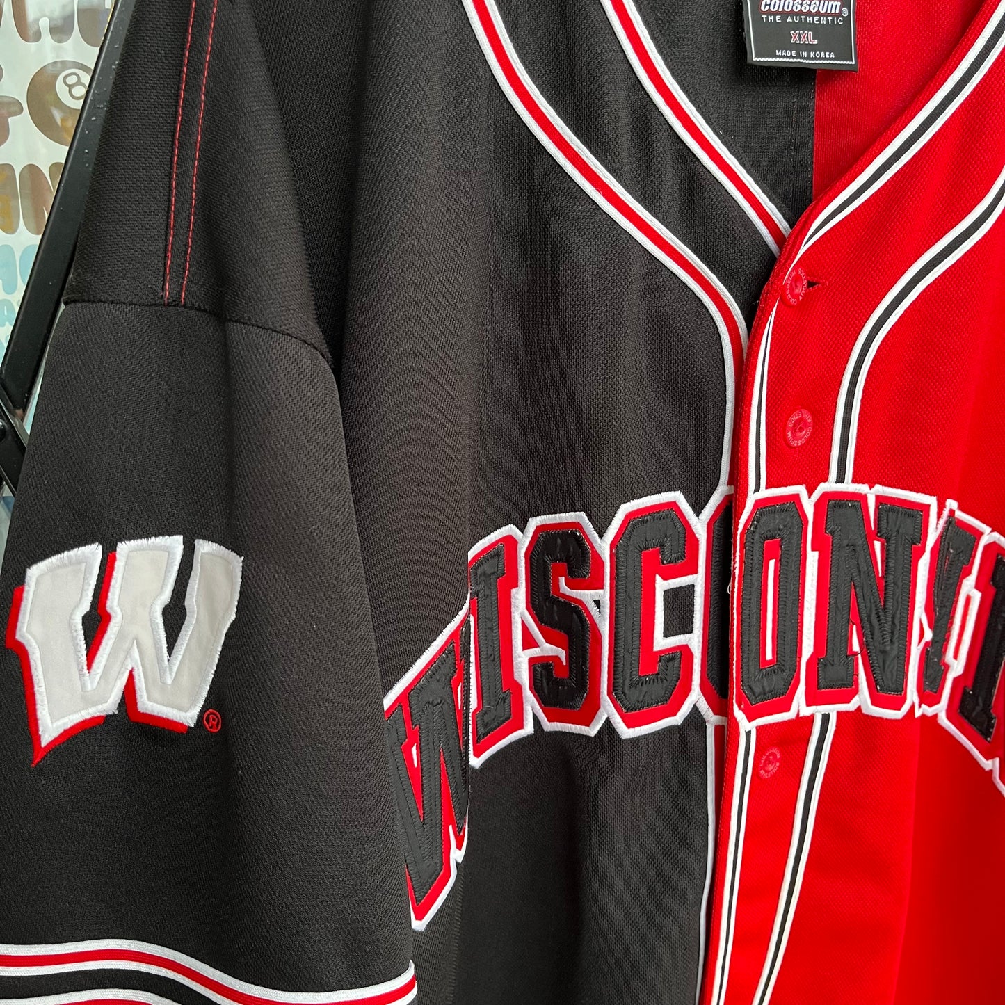 Vintage University of Wisconsin Badgers Split Baseball Jersey - Size XXL