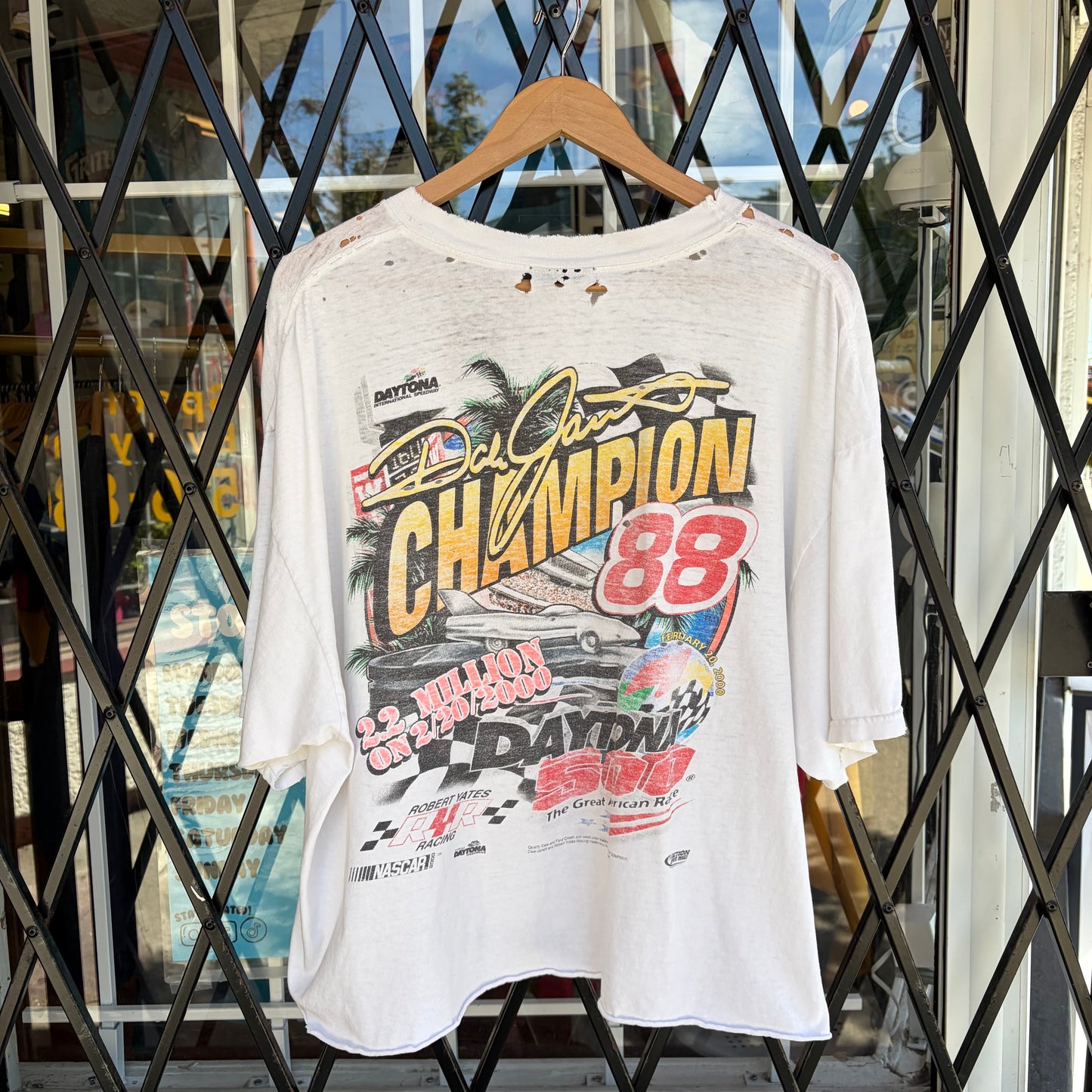 Vintage Distressed NASCAR Racing Cropped Tee - Size XL