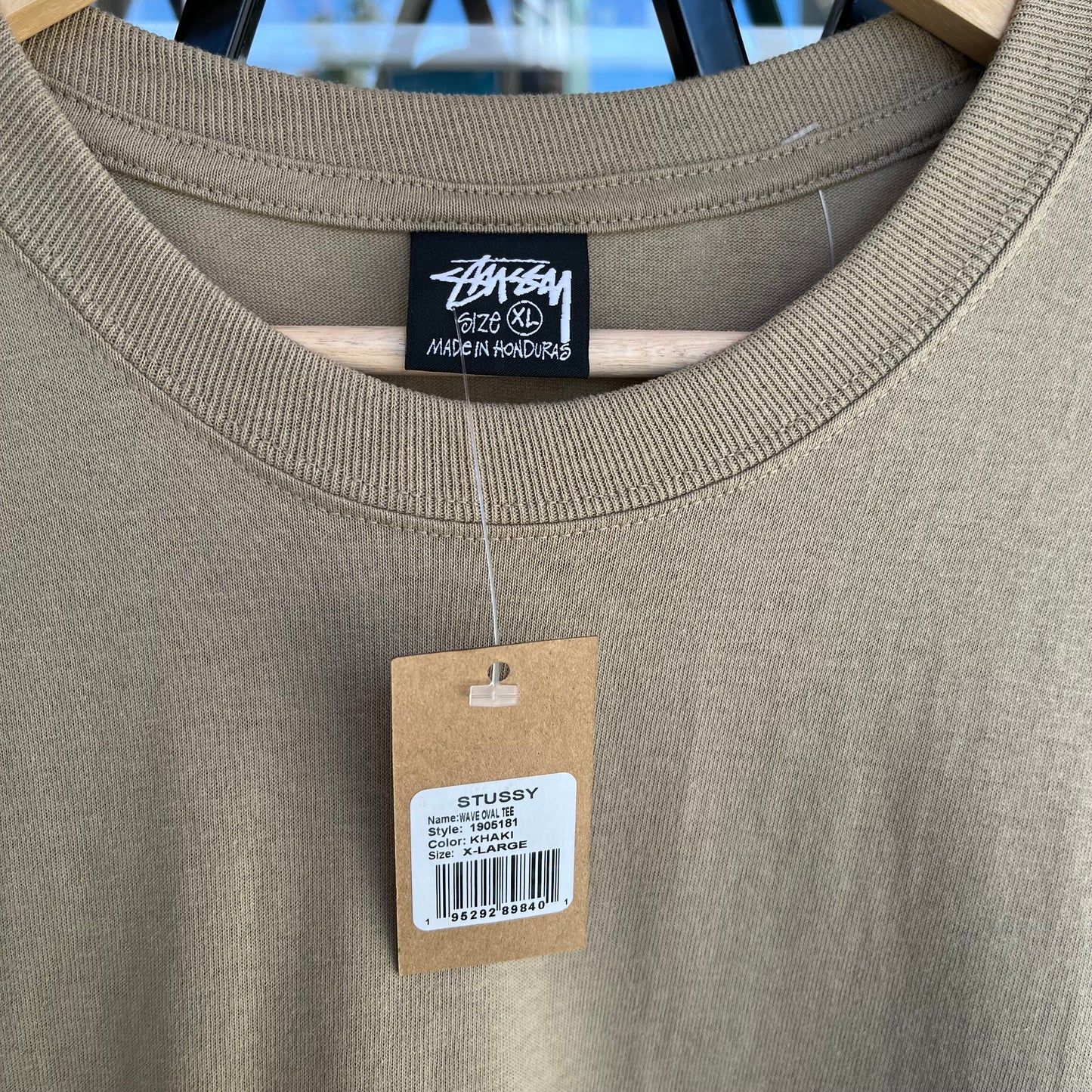 Stussy Wave Oval Khaki Tee - Size XL