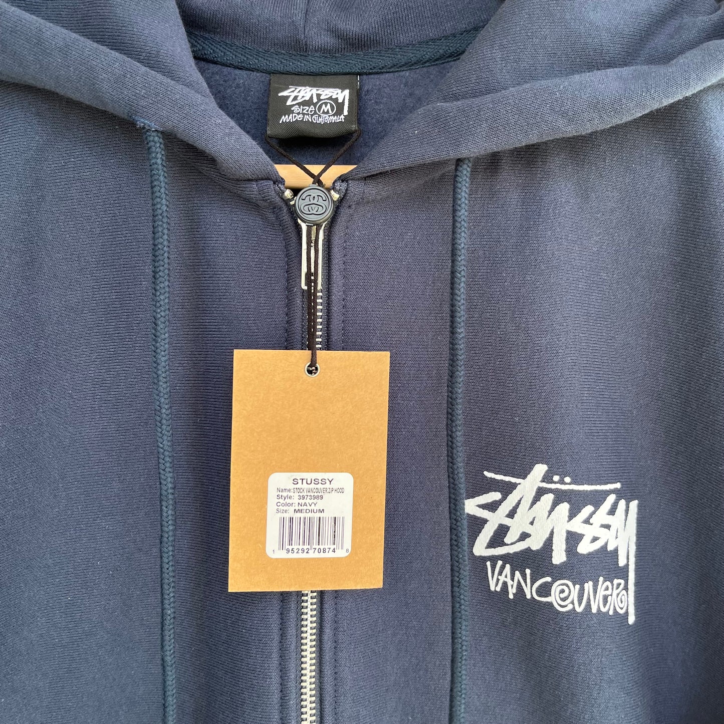 Stussy Vancouver Zip Up Navy Hoodie - Size M
