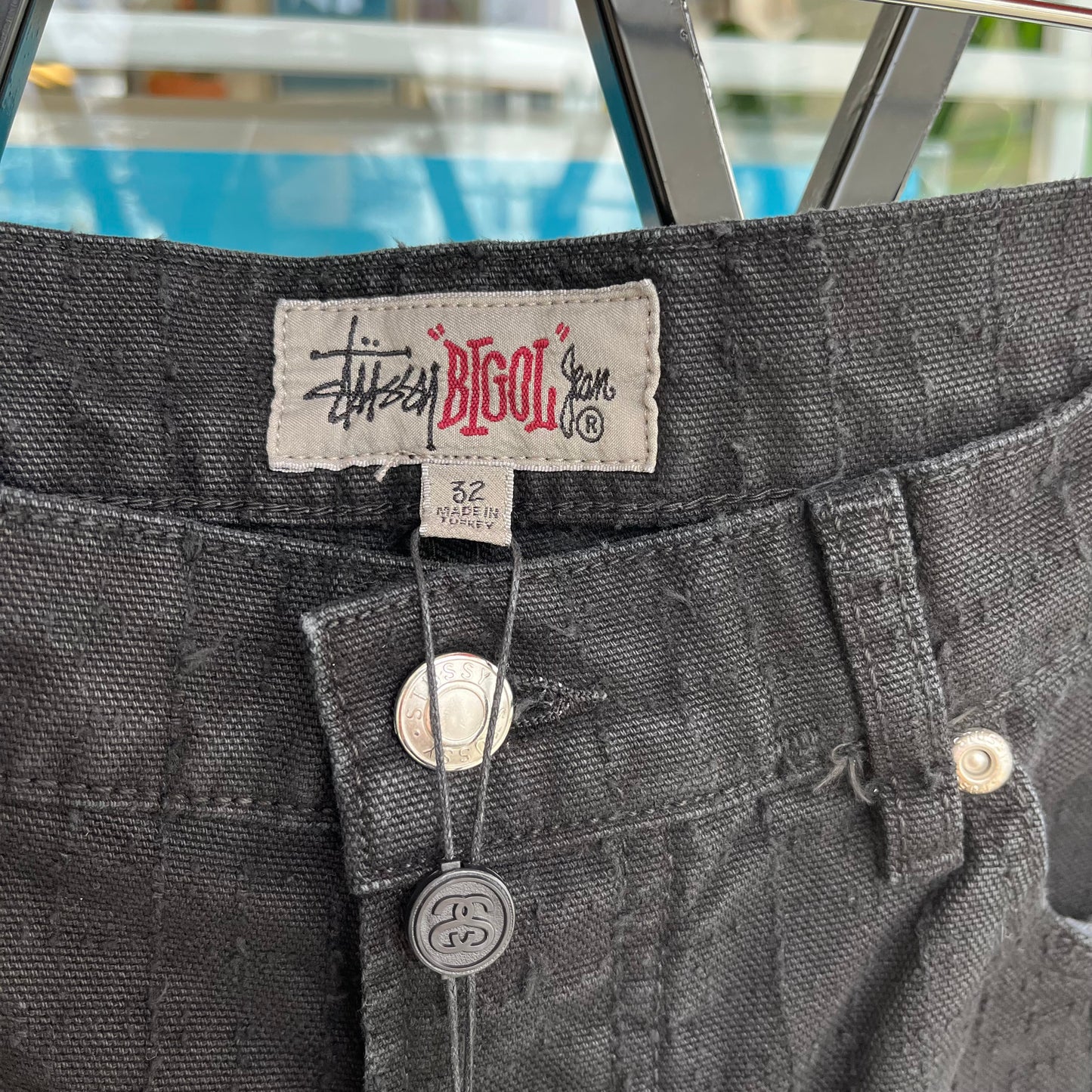 Stussy Big Ol Jeans Canvas Pants Black - Size 32W