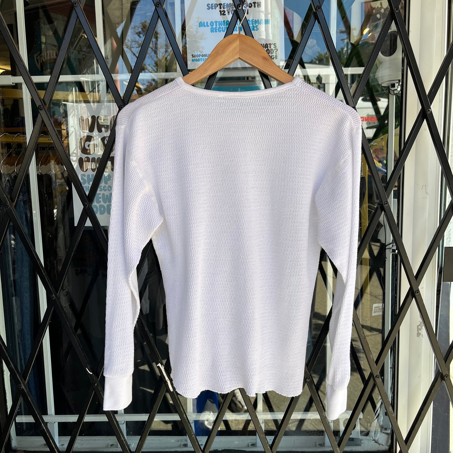 Vintage Thermal Waffle Long Sleeve Shirt - Size M