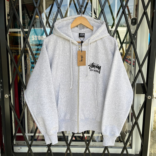 Stussy Vancouver Zip Up Heather Grey Hoodie - Size S