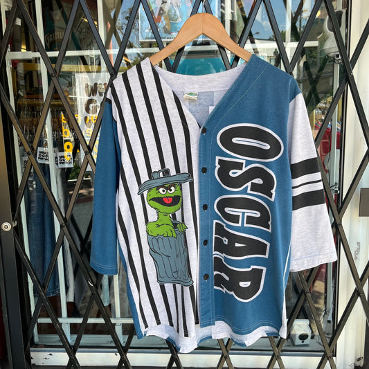 Vintage Sesame Street Oscar The Grouch Long Sleeve Jersey - Size S