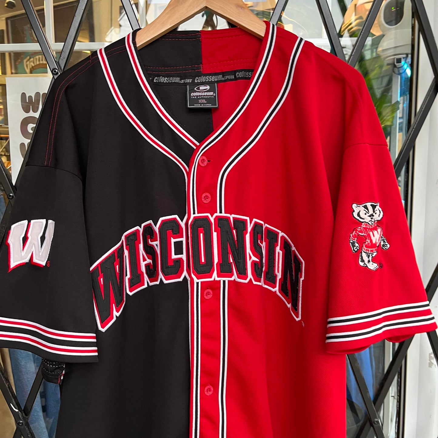 Vintage University of Wisconsin Badgers Split Baseball Jersey - Size XXL