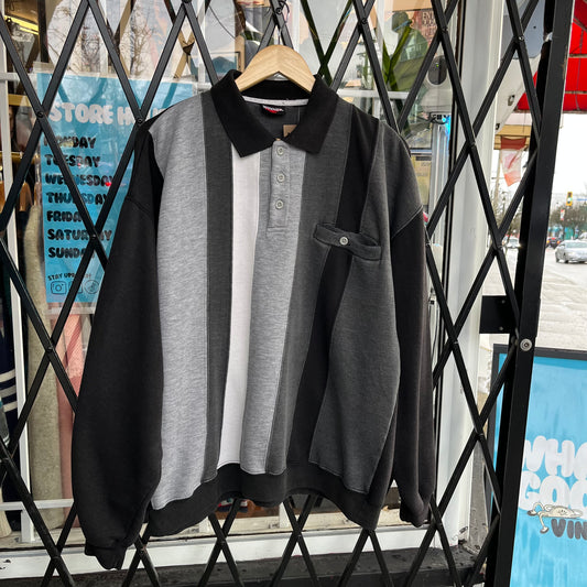 Vintage Colour Block Collard Sweater - Size L