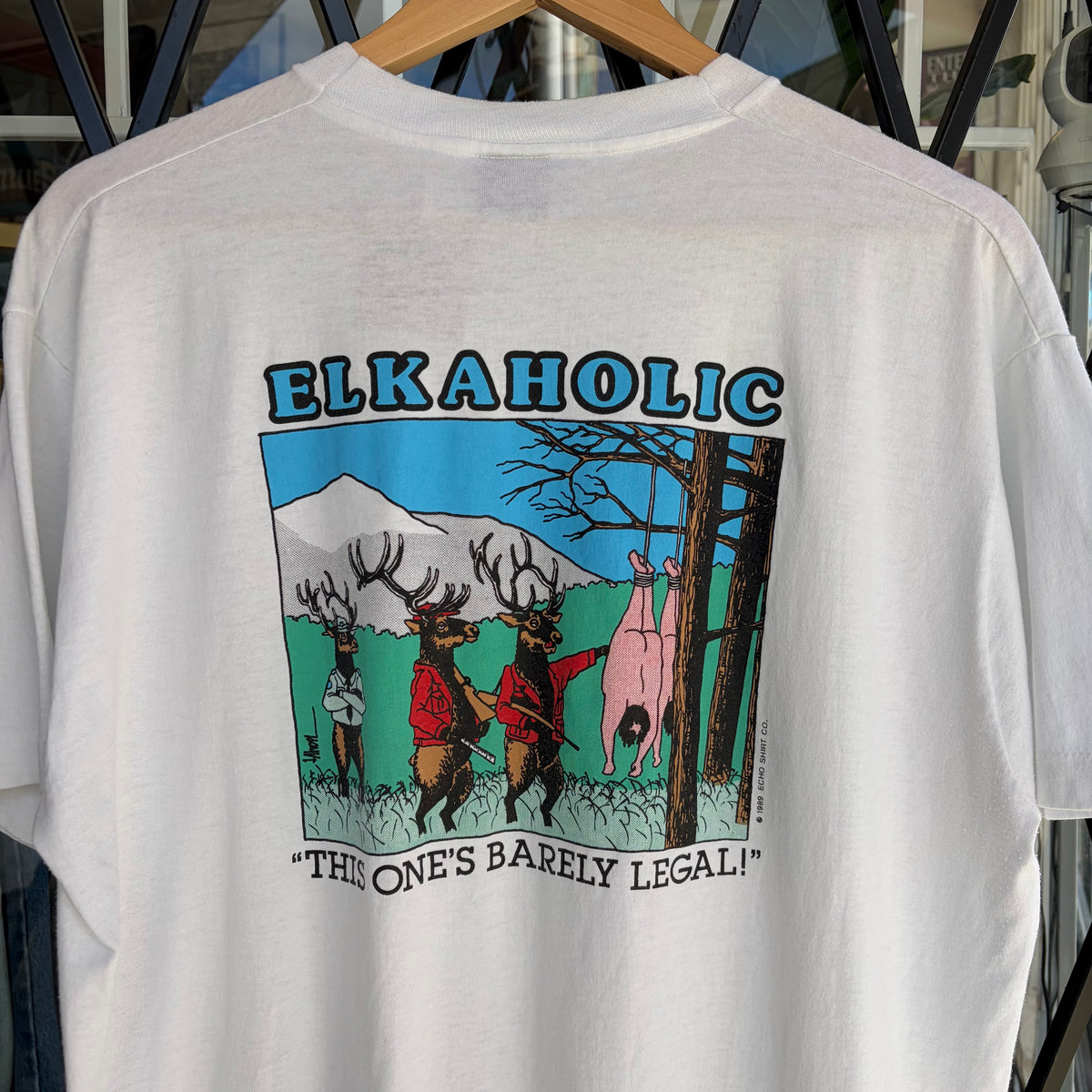 1989 Elkaholic Hunting Parody Tee - Size XXL