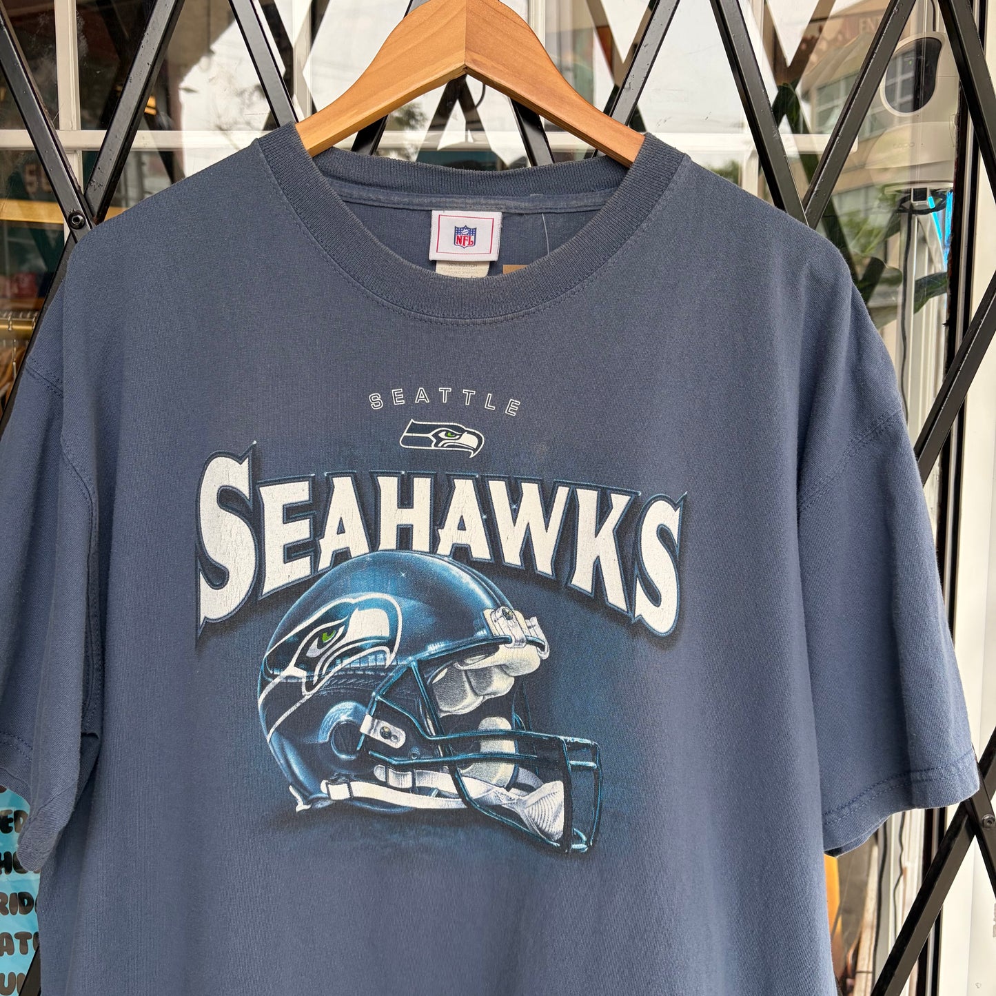 Vintage Seattle Seahawks Helmet Tee - Size XL