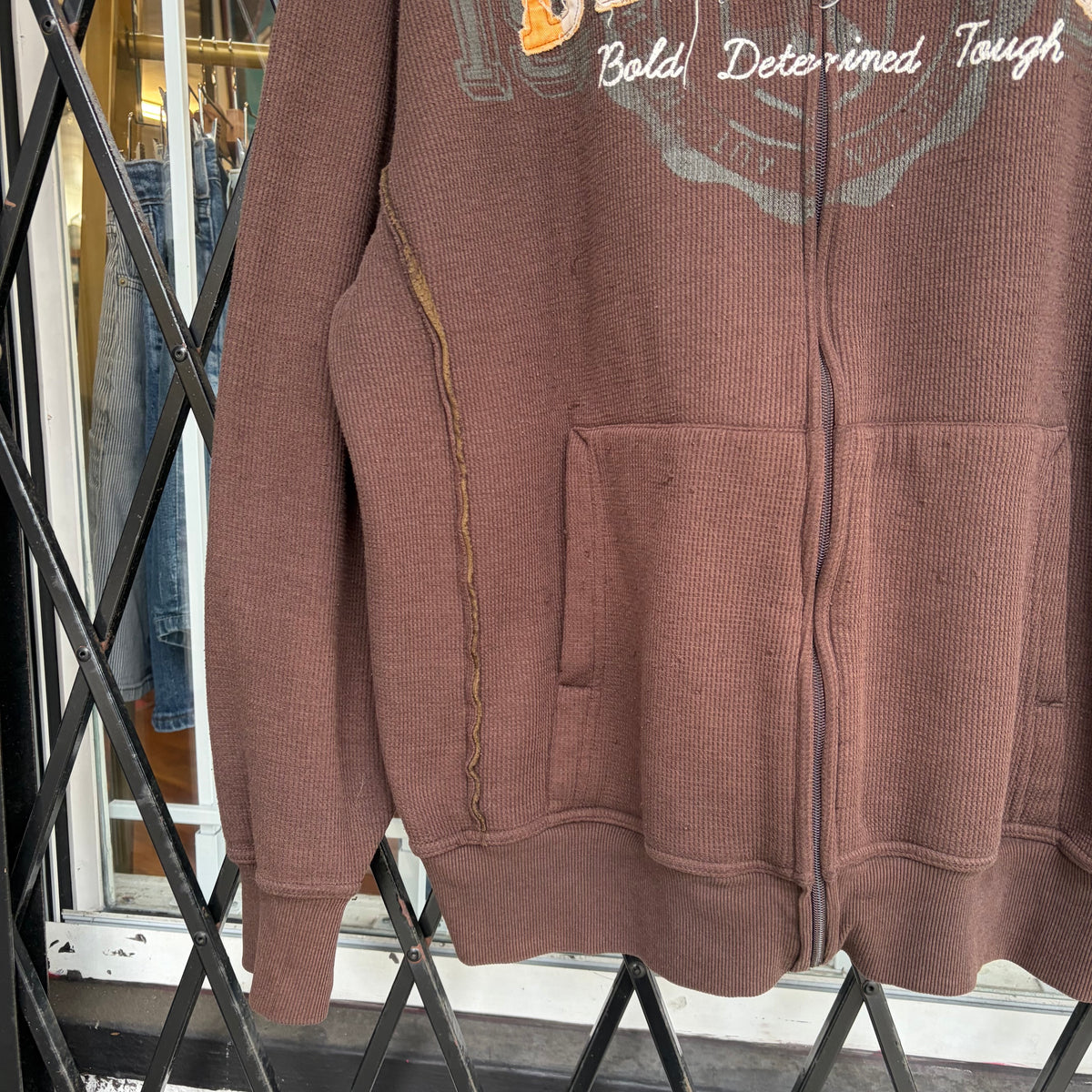 Y2K Dickies Waffle Fleece Lined Zip Up Hoodie - Size XL