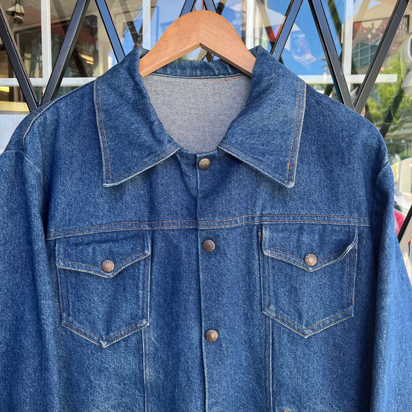 Vintage Denim Snap Jacket - Size XL