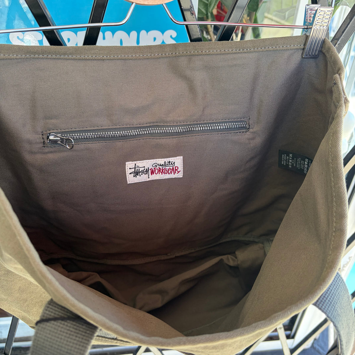 Stussy Canvas Market Tote Bag Green
