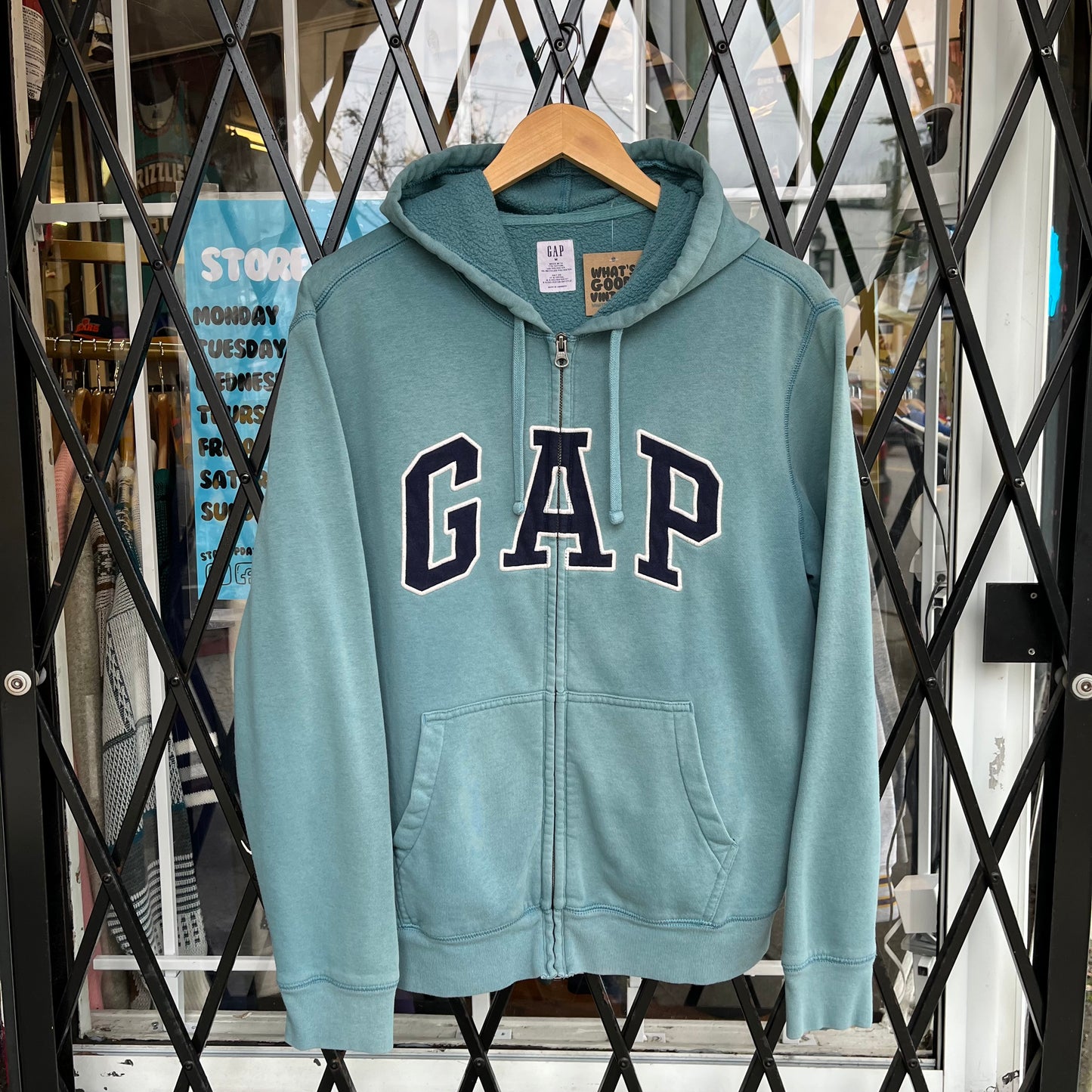 Gap Spell Out Zip Up Hoodie - Size M